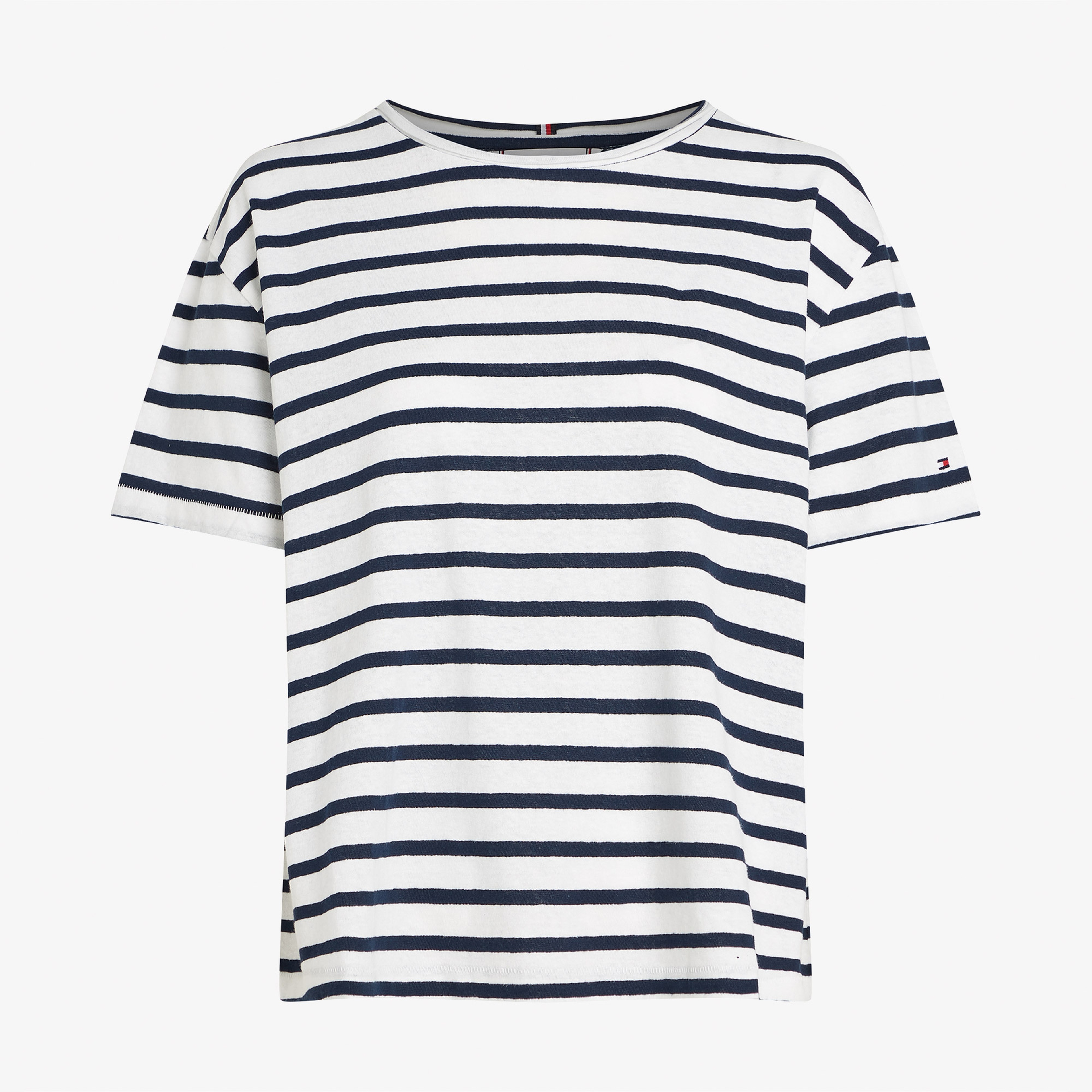 Tommy Hilfiger Modern Co Linen C-Nk Kadın Mavi T-Shirt