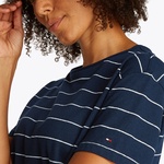 Tommy Hilfiger Modern Co Linen C-Nk Kadın Mavi T-Shirt