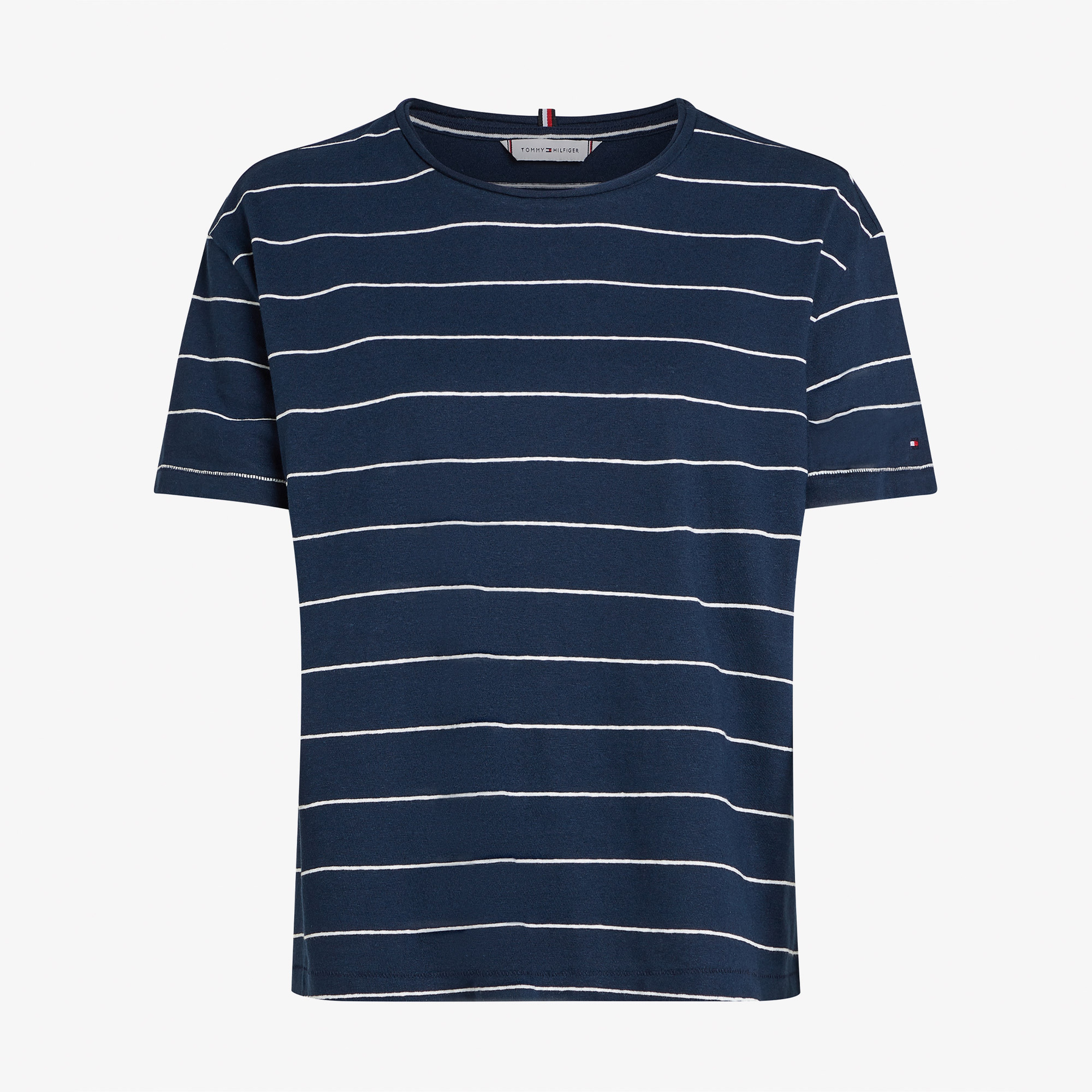Tommy Hilfiger Modern Co Linen C-Nk Kadın Mavi T-Shirt