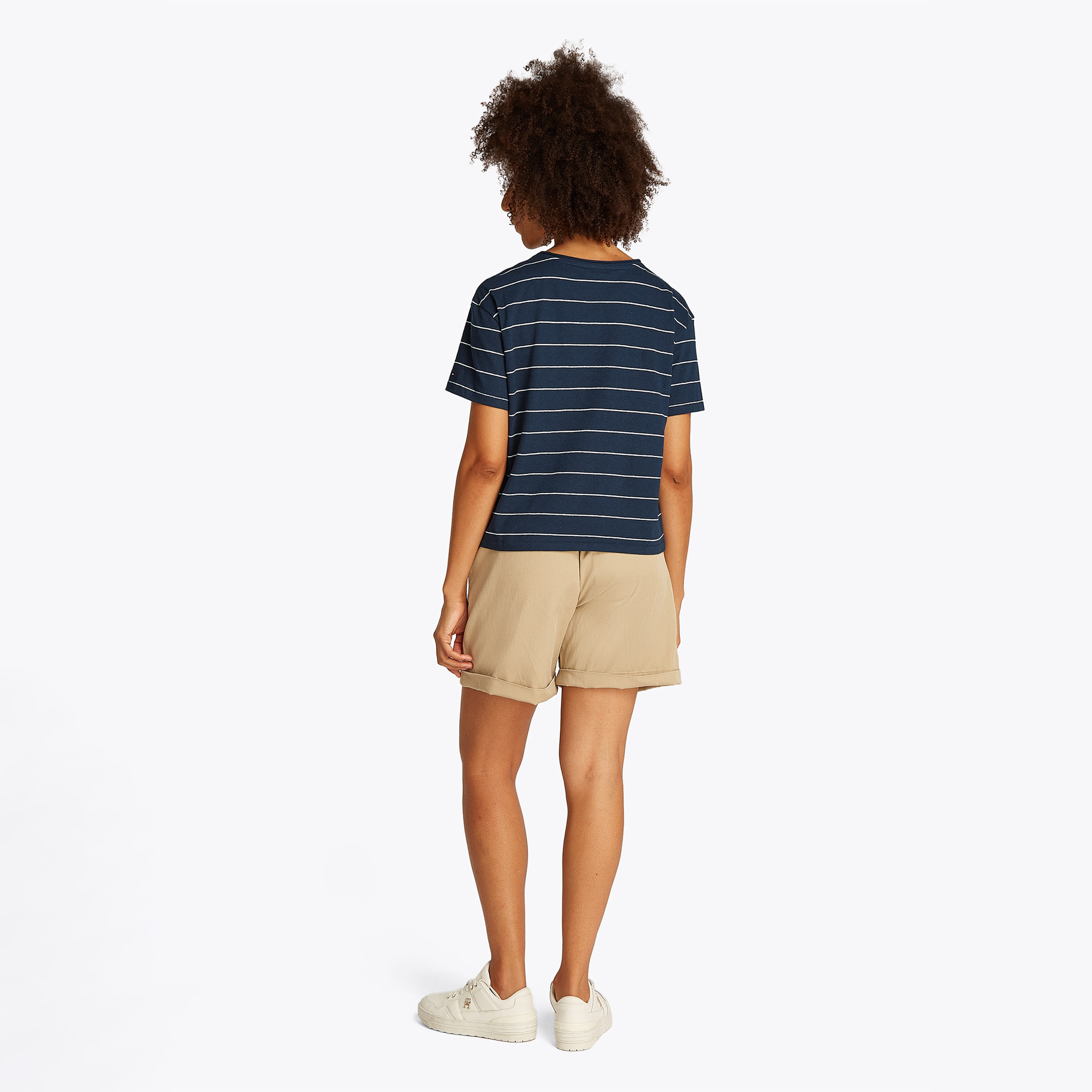 Tommy Hilfiger Modern Co Linen C-Nk Kadın Mavi T-Shirt