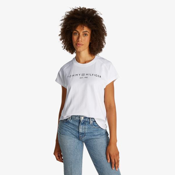 Tommy Hilfiger Mdrn Slv Corp Logo Kadın Beyaz T-Shirt
