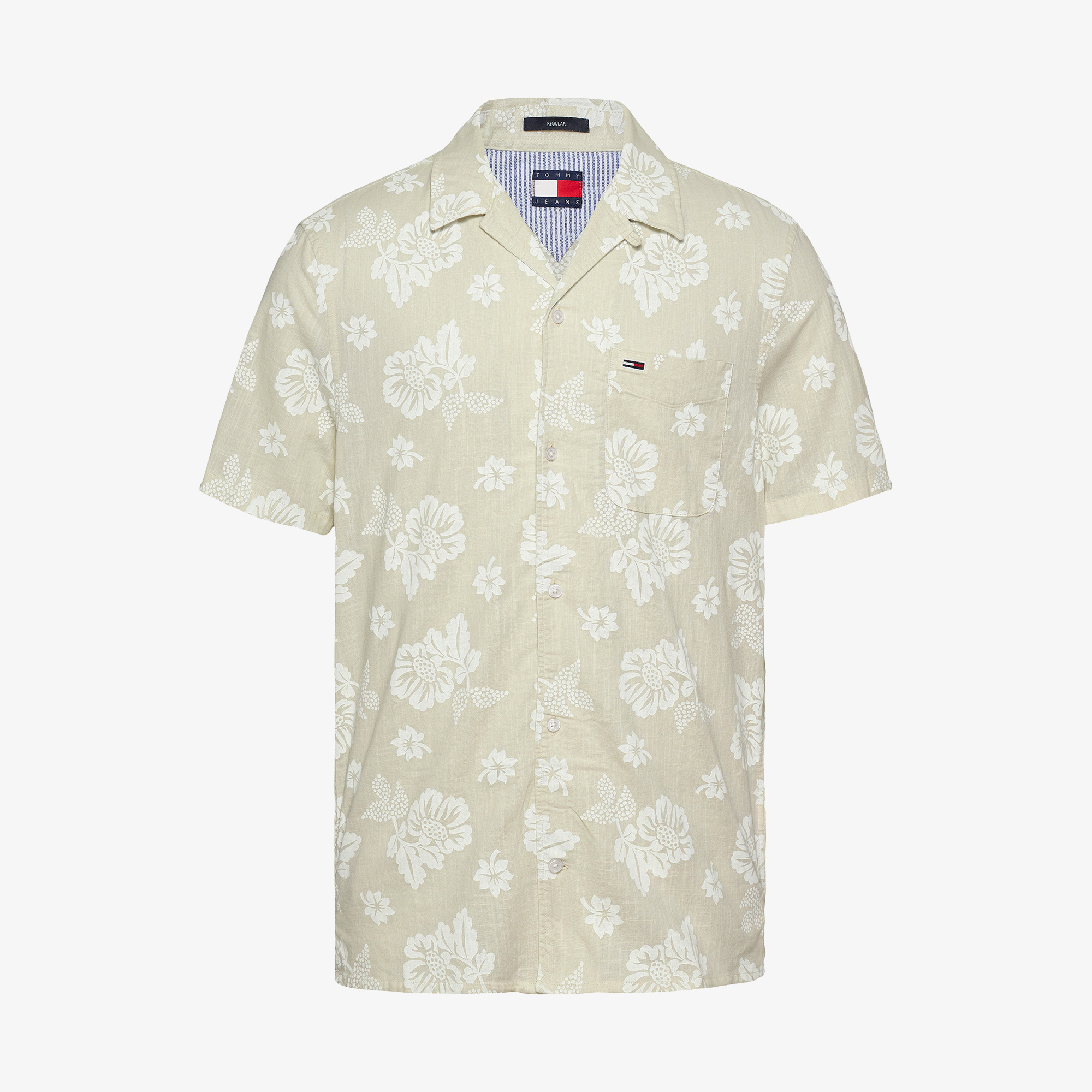 Tommy Jeans Reg Slub Aop Ext Erkek Bej Gömlek