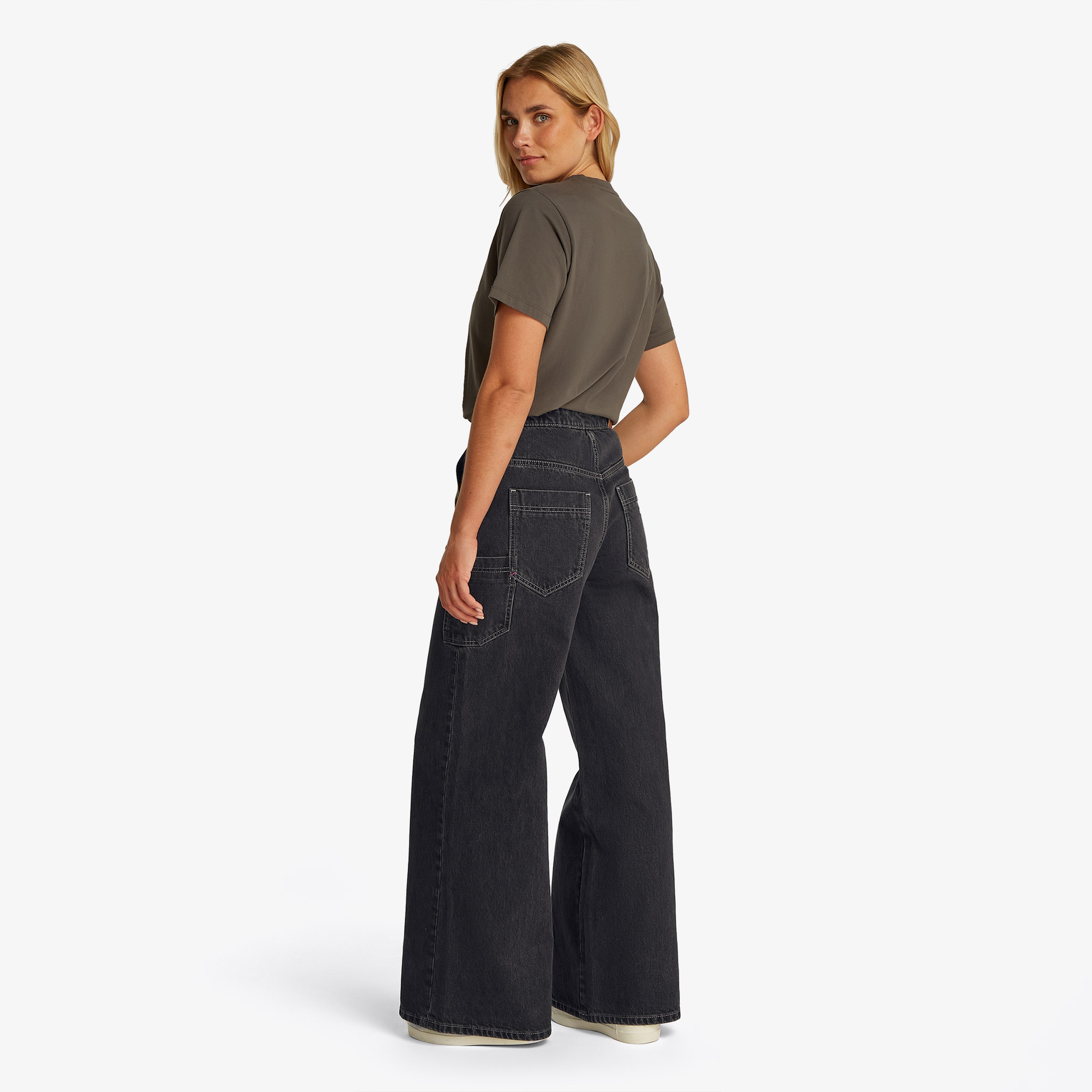 Tommy Jeans Wide Leg Carpenter Washed Kadın Lacivert Jean