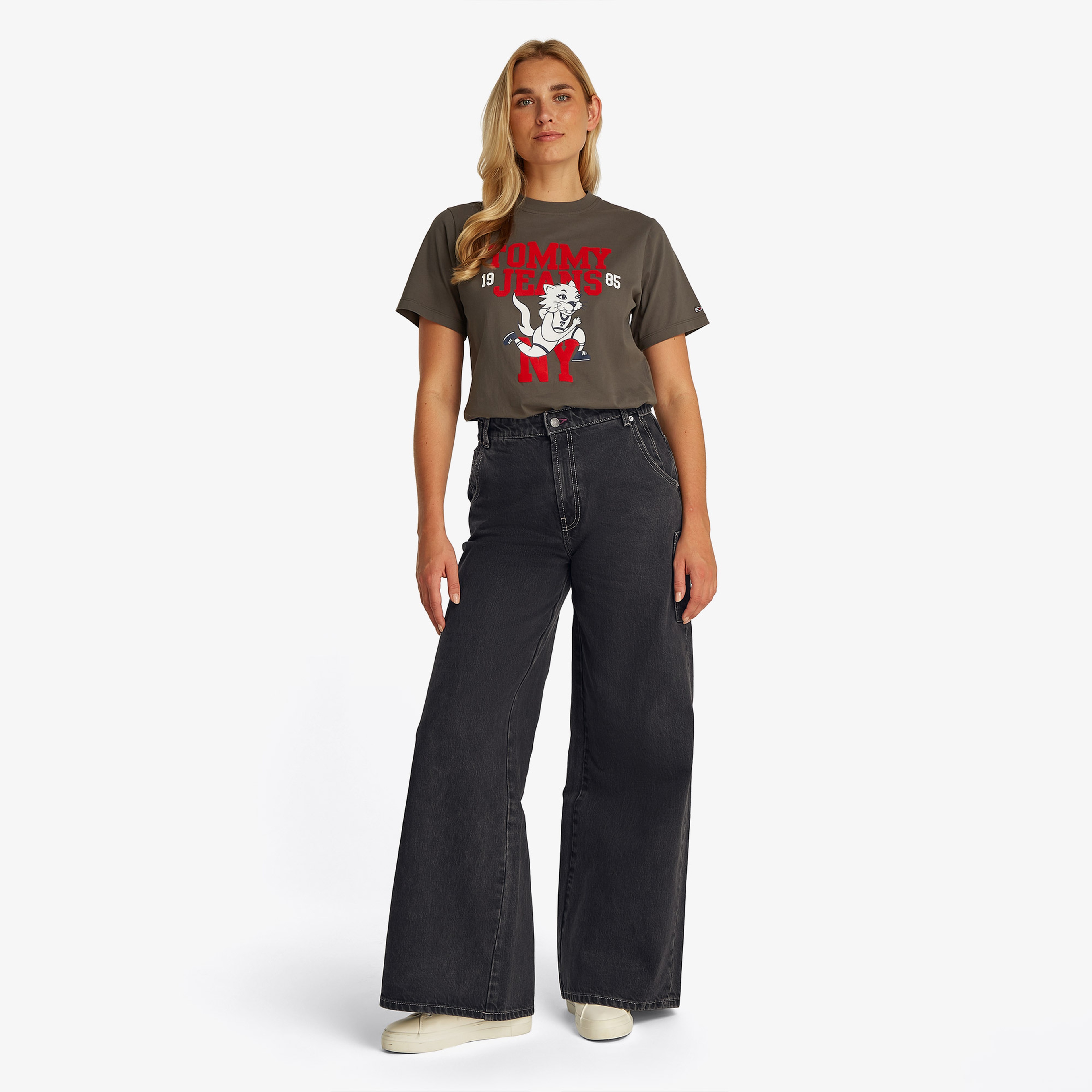 Tommy Jeans Wide Leg Carpenter Washed Kadın Lacivert Jean