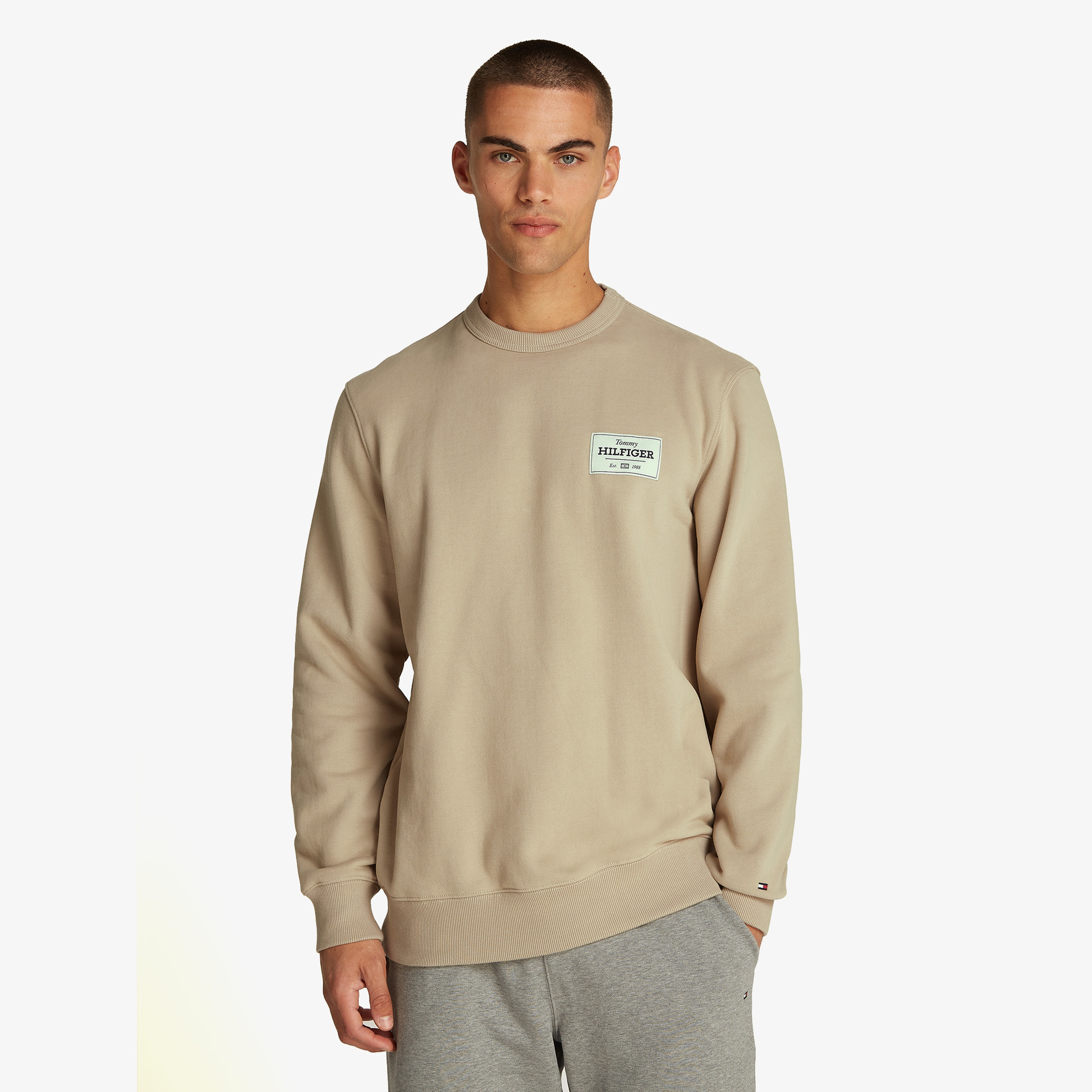 Tommy Hilfiger Monotype Label Erkek Haki Sweatshirt
