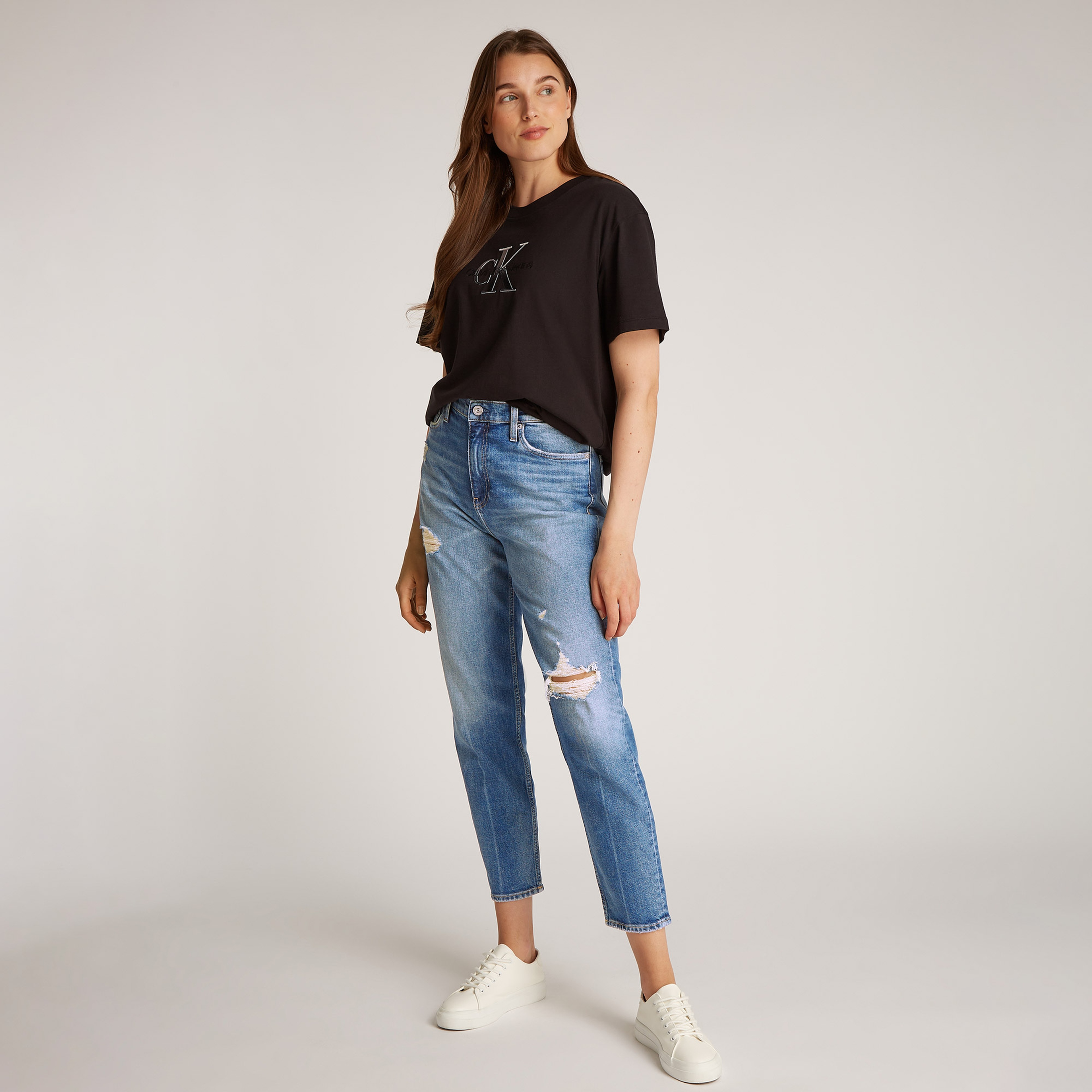 Calvin Klein Mom Kadın Lacivert Jean