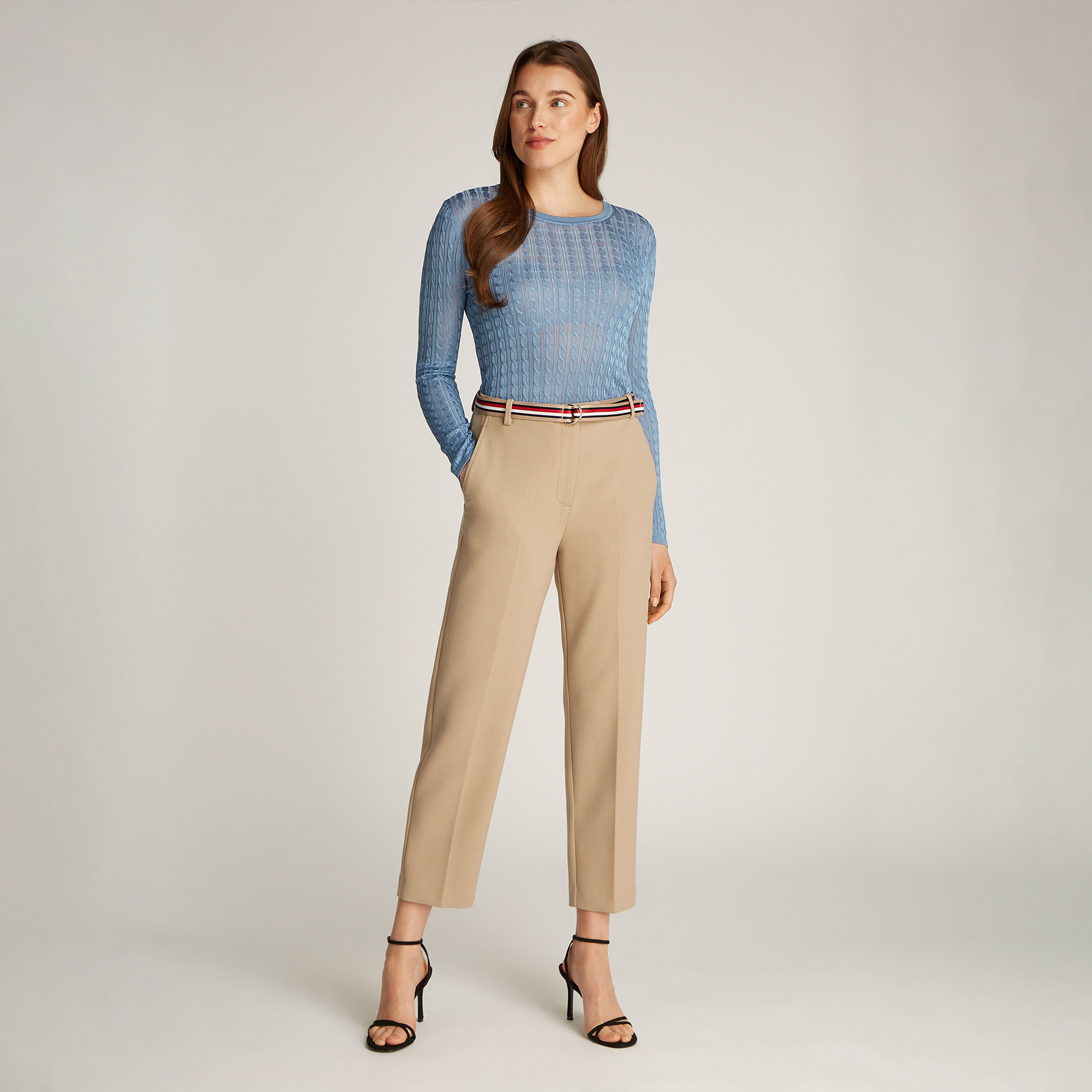 Tommy Hilfiger Punto Slim Straight Kadın Bej Pantolon