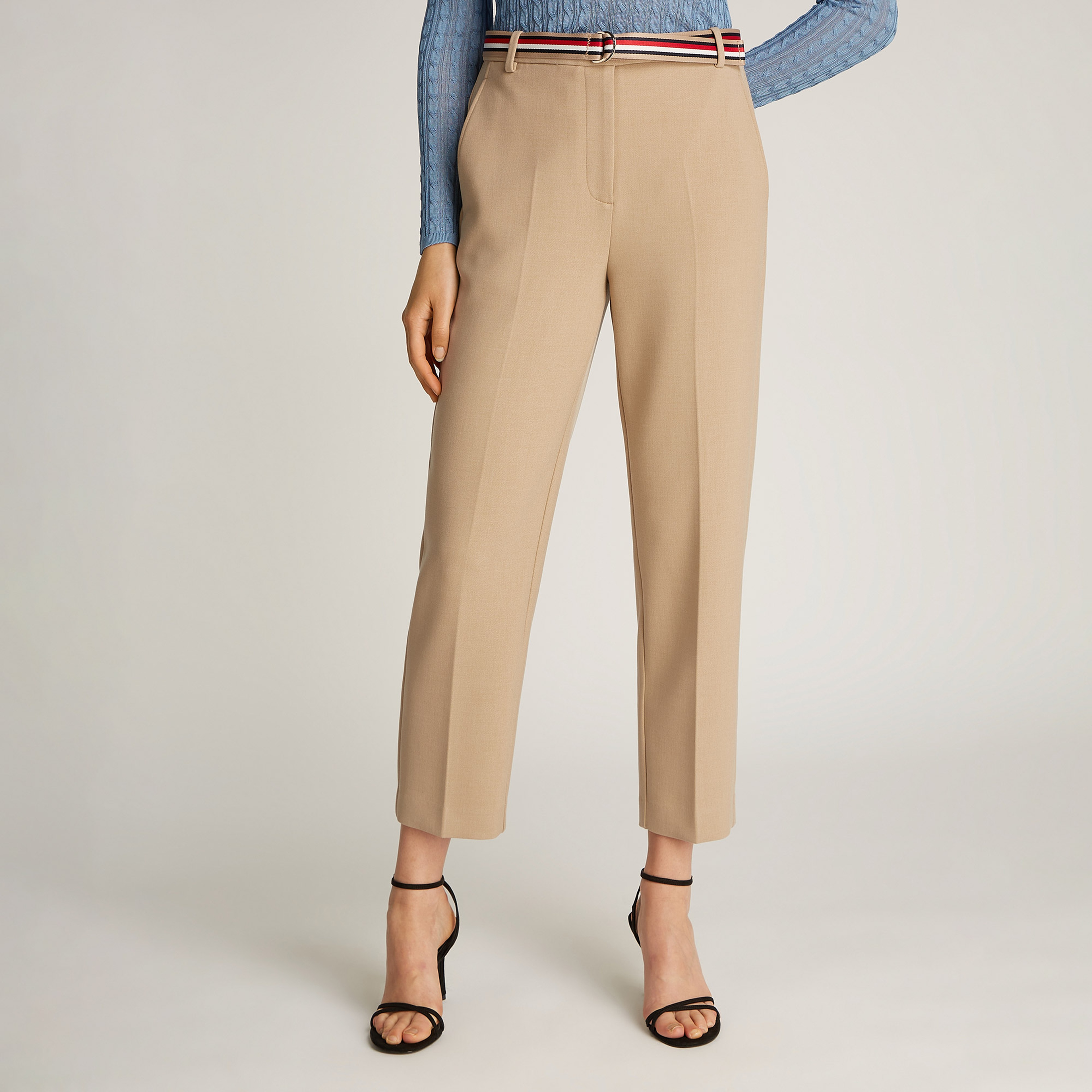 Tommy Hilfiger Punto Slim Straight Kadın Bej Pantolon