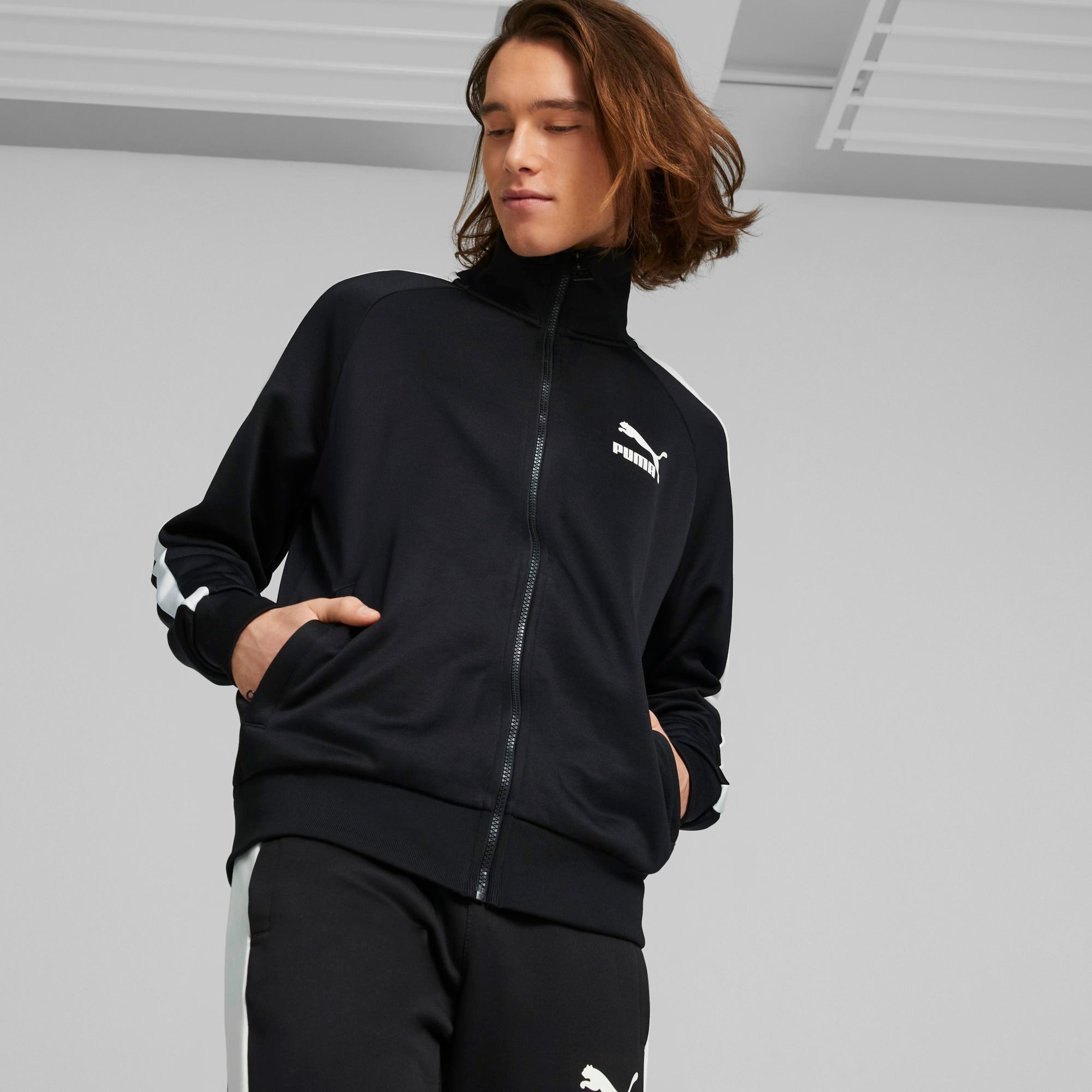 Puma Iconic T7 Erkek Siyah Eşofman Üstü