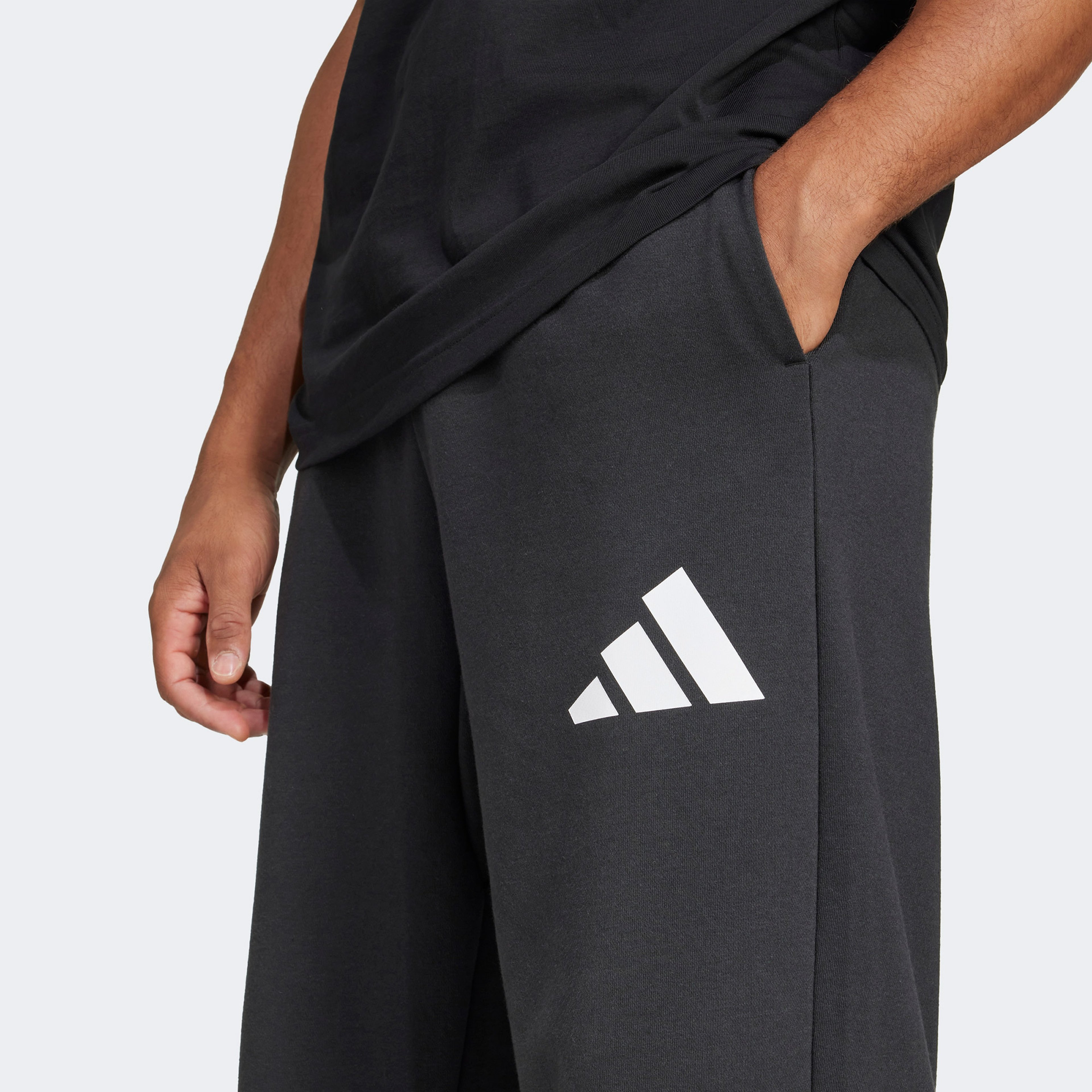 adidas Essentials Wide Leg 3 Bar Logo Erkek Siyah Eşofman Altı