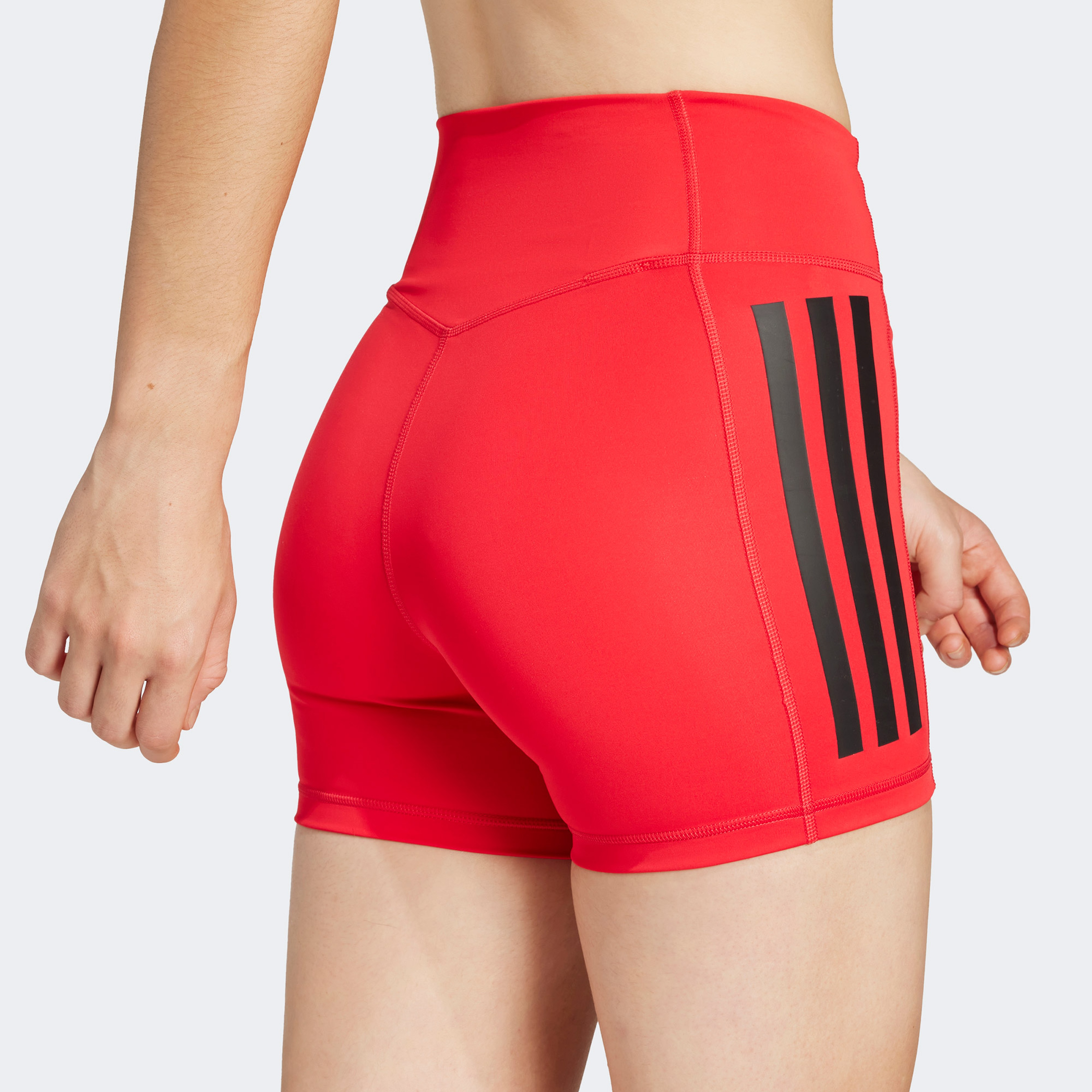 adidas Optime 3-Stripes Kadın Kırmızı Kısa Tayt