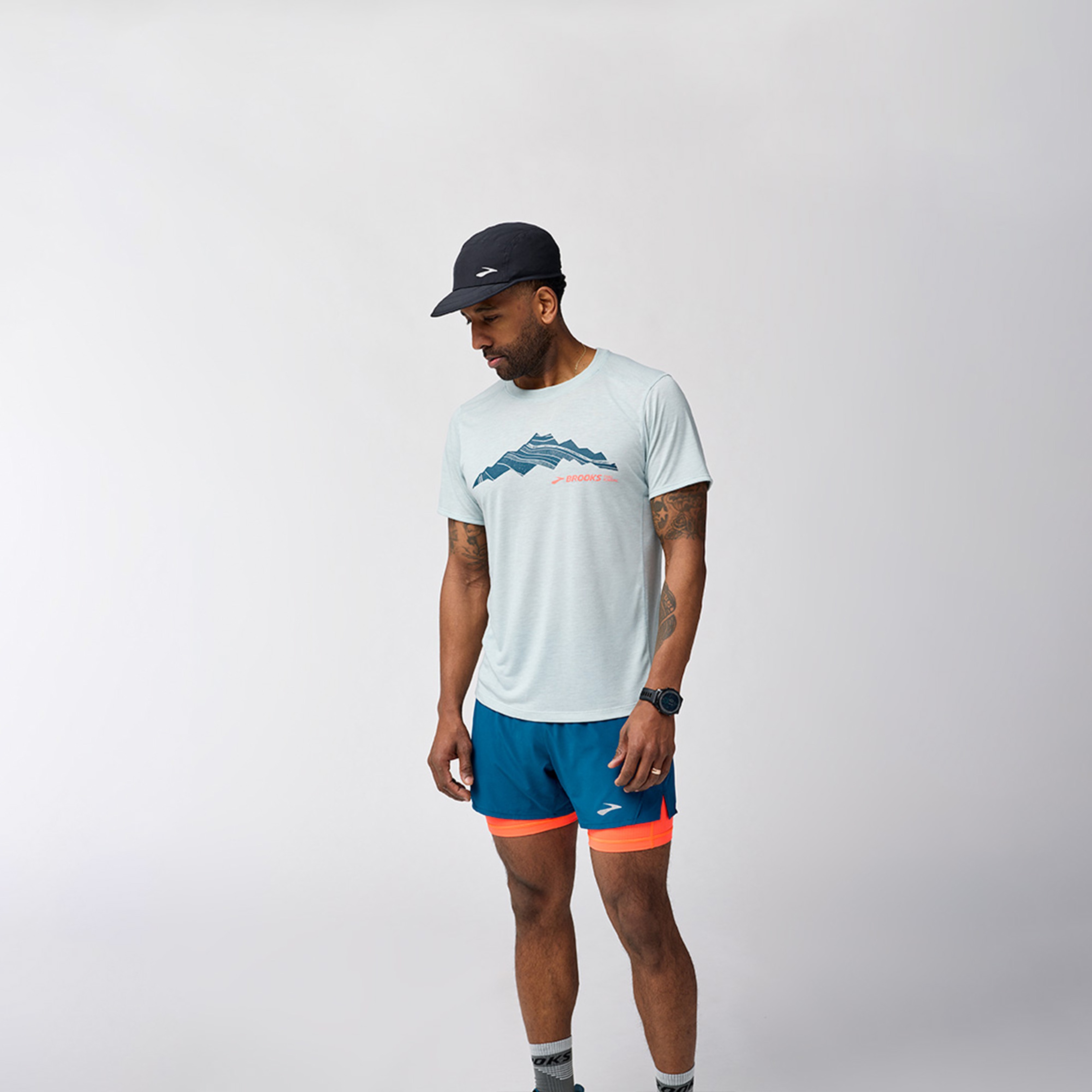 Brooks Distance Sleeve 3.0 Erkek Mavi Koşu T-Shirt