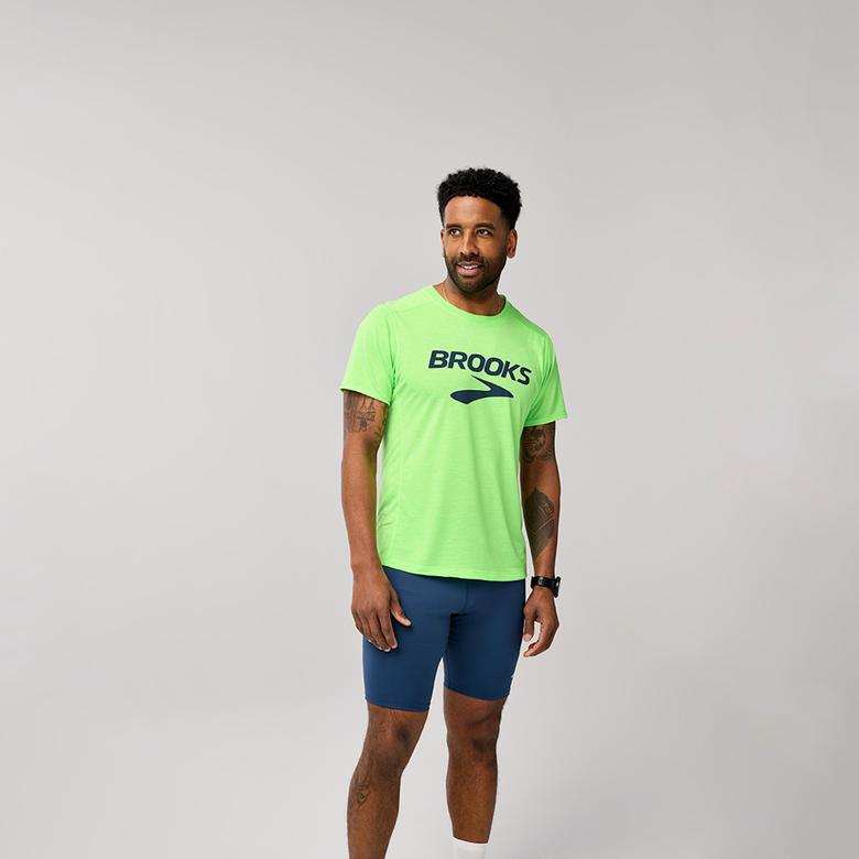 Brooks Distance Sleeve 3.0 Erkek Yeşil Koşu T-Shirt