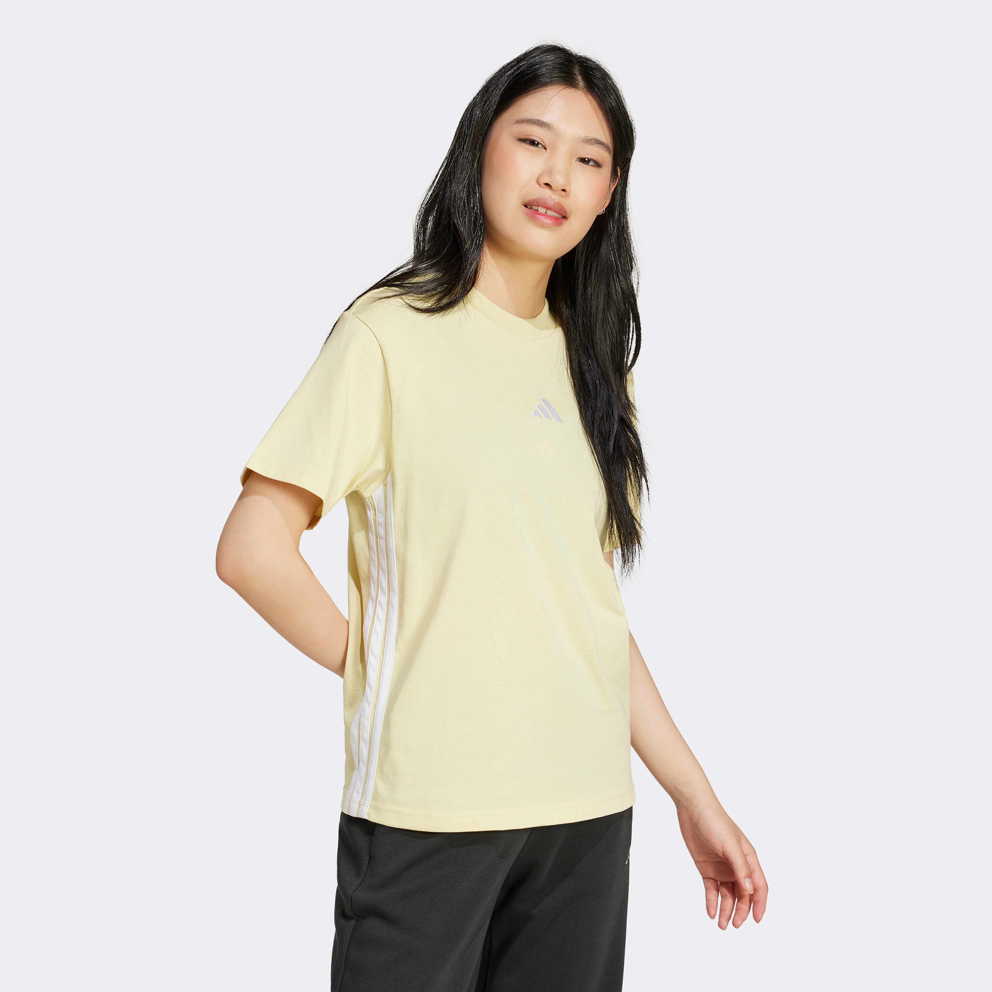 adidas Essentials 3 Stripes Cotton Kadın Sarı T-Shirt