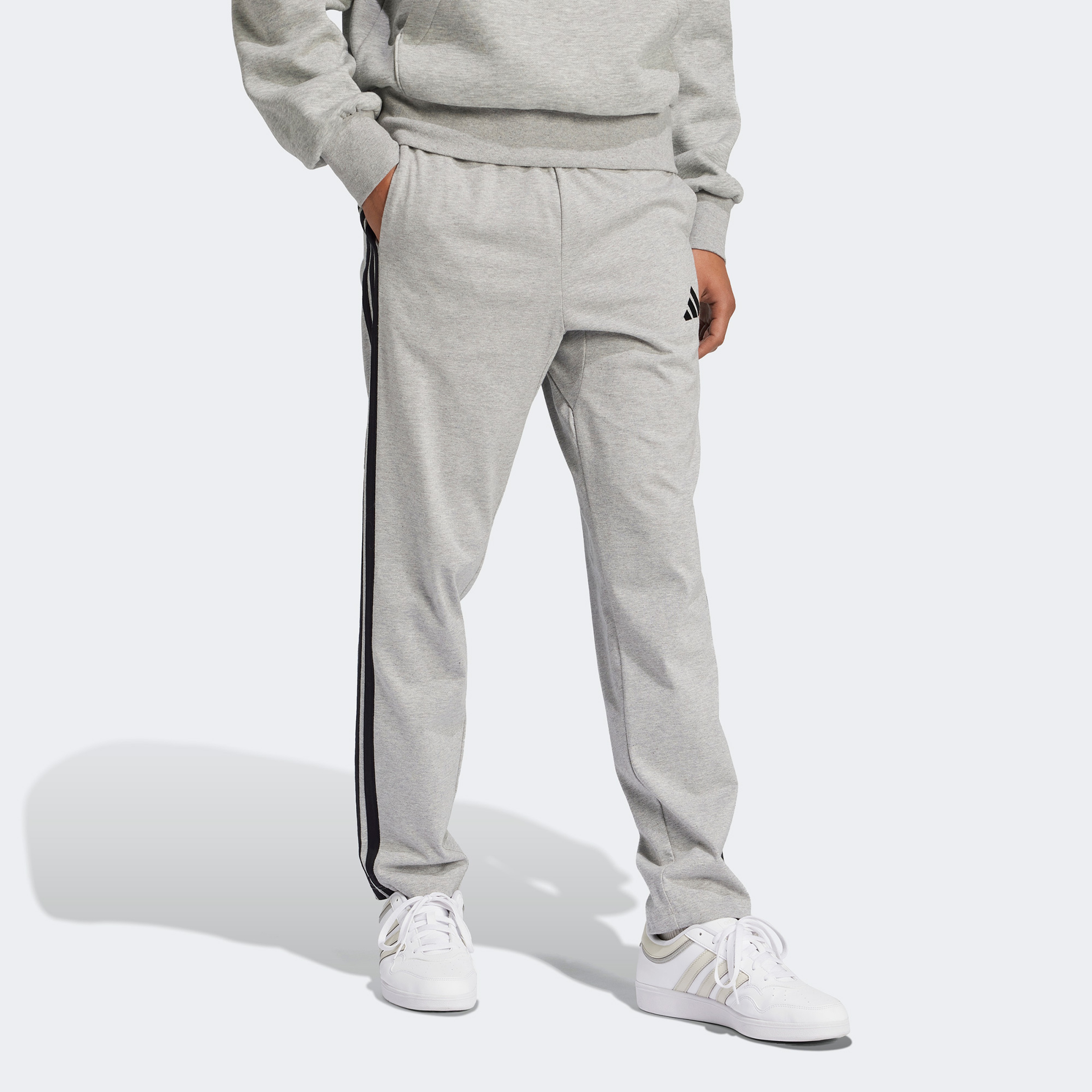 adidas Essentials 3 Stripes Single Erkek Gri Eşofman Altı