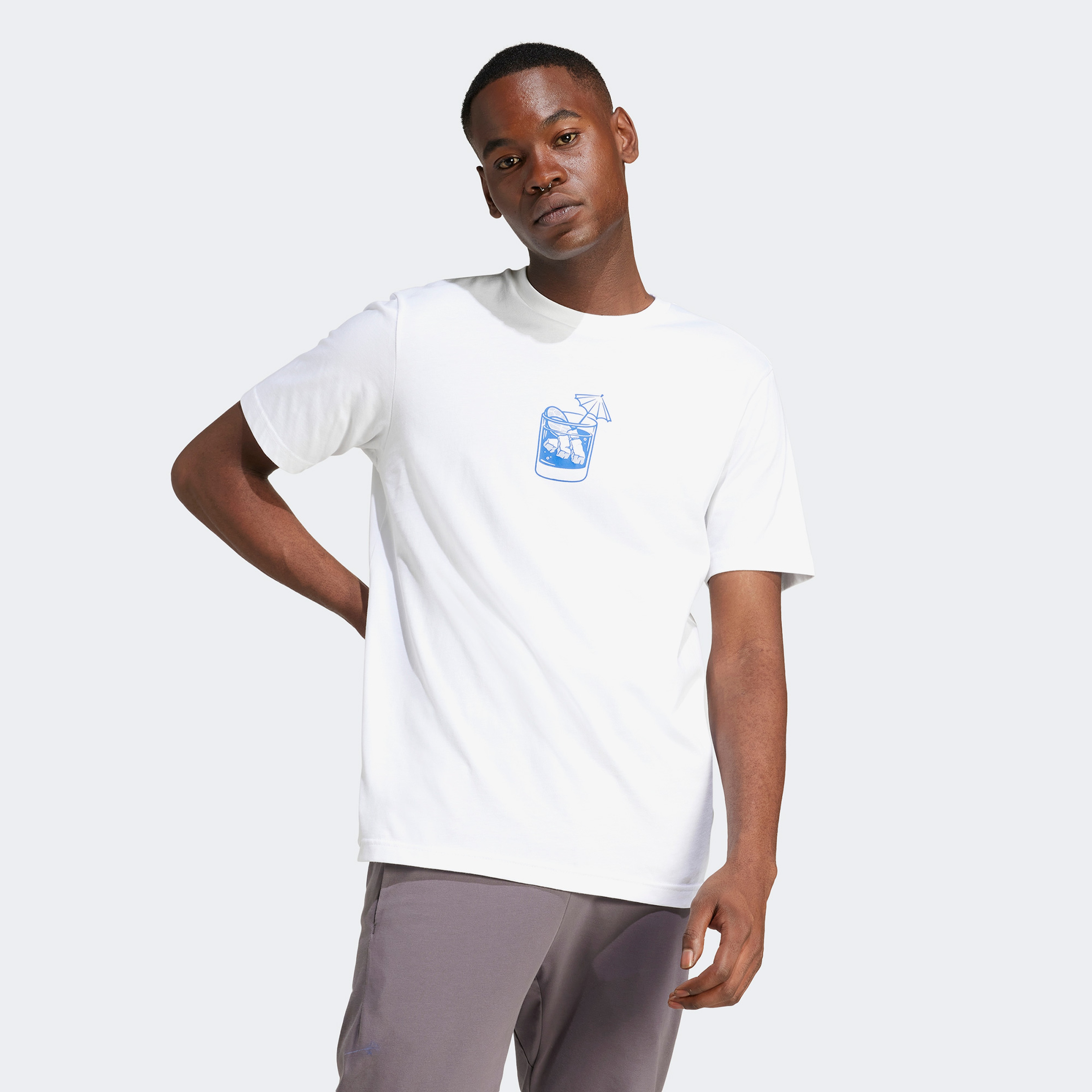 adidas Lounge Drink Graphic Erkek Beyaz T-Shirt