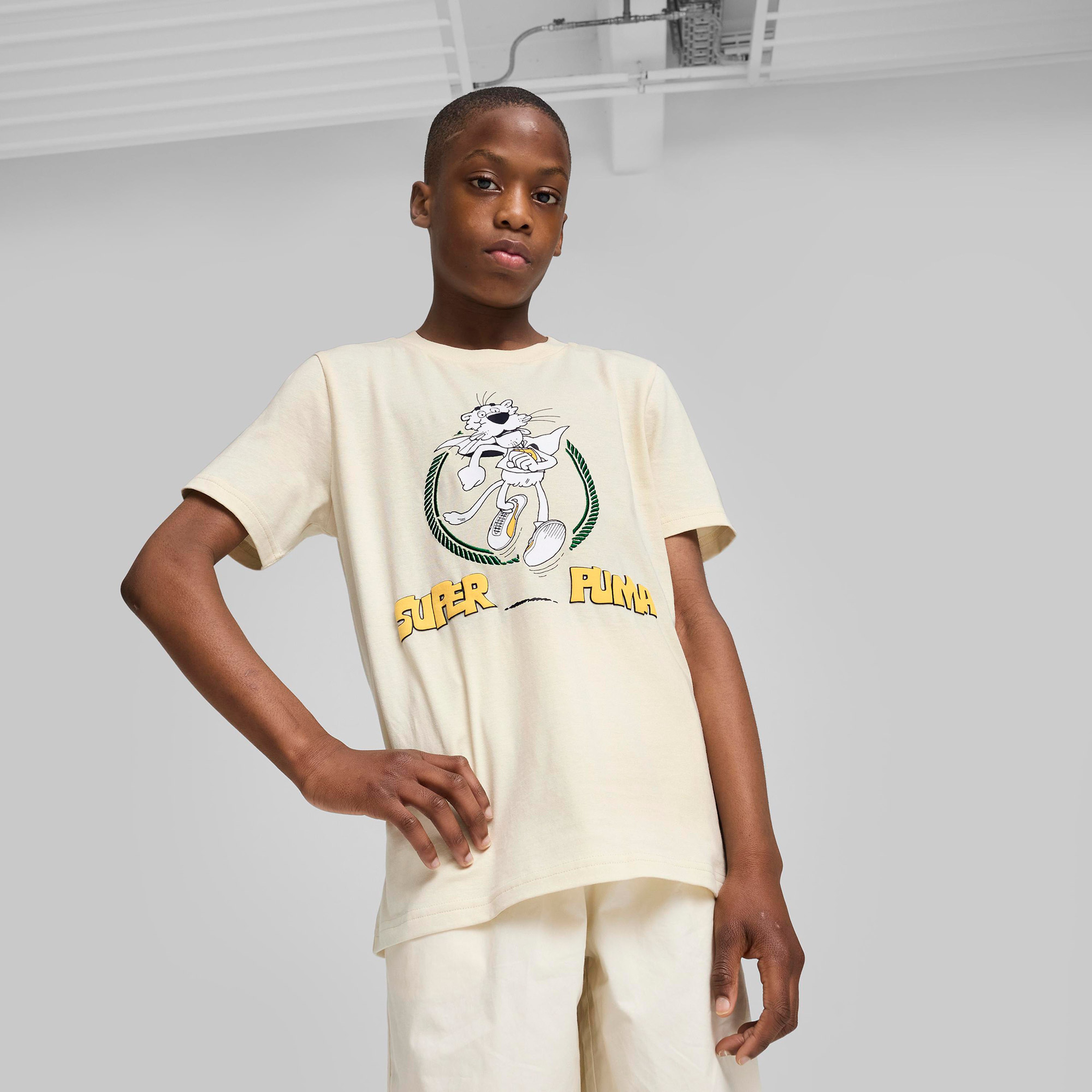 Puma Super Graphic Çocuk Krem T-Shirt