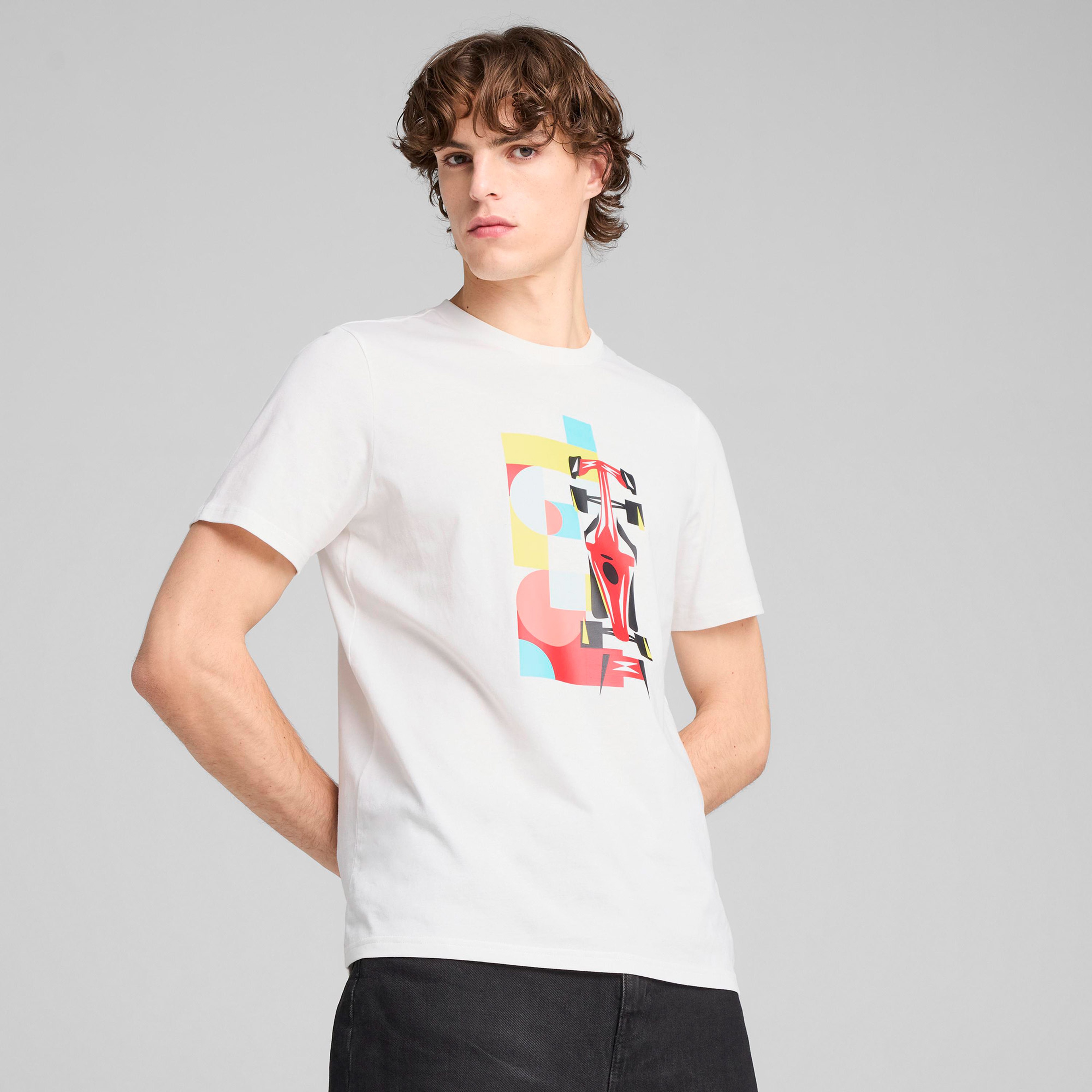 Puma Ferrari Race Graphic 2 Erkek Beyaz T-Shirt
