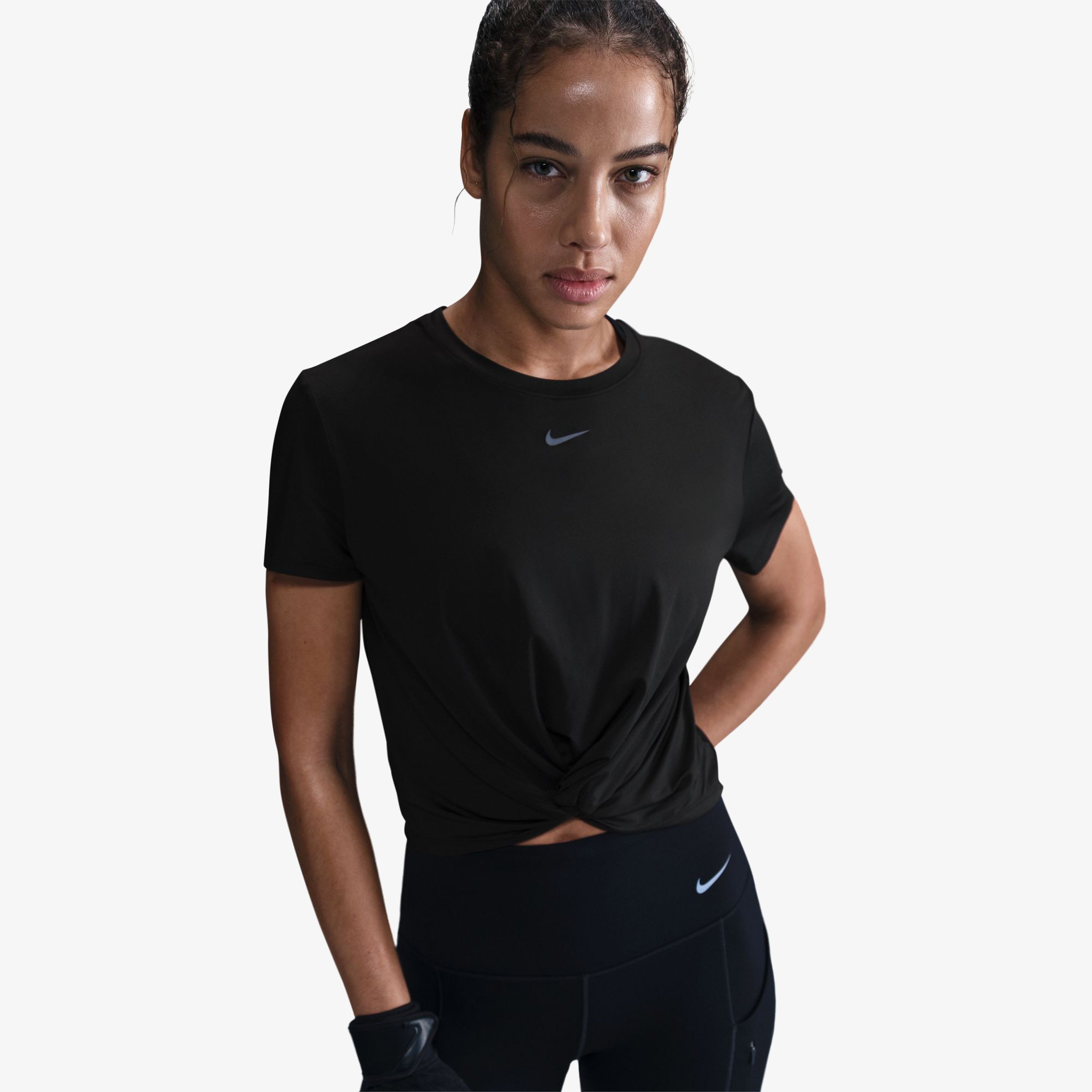 Nike One Classic Twist Kadın Siyah Antrenman T-Shirt