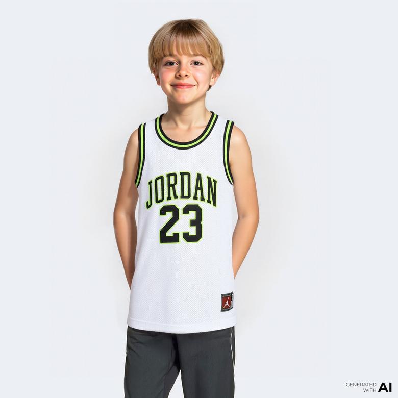 Jordan 23 Jersey Çocuk Beyaz Basketbol Forması