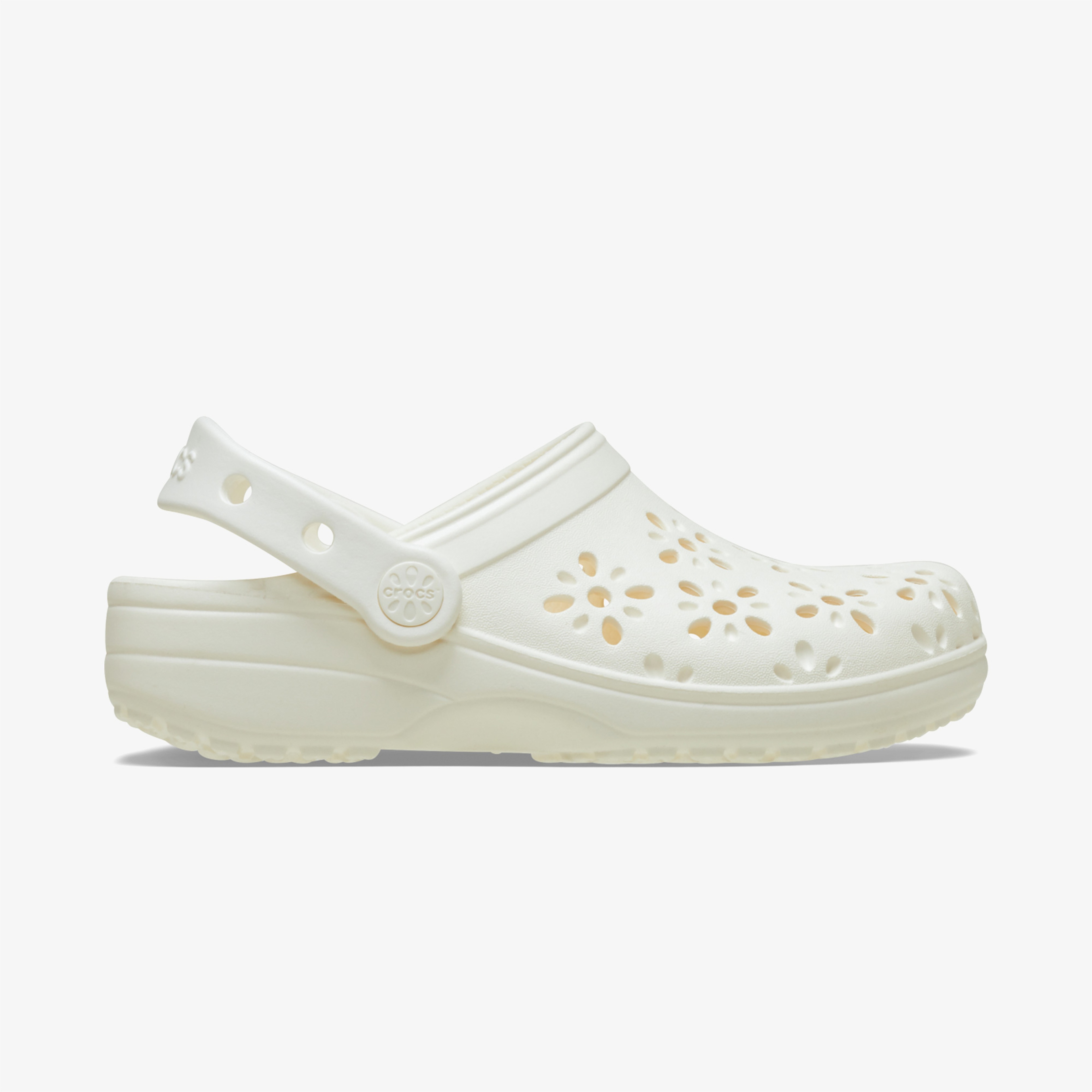 Crocs Classic Floral Cut Out Clog Kadın Krem Terlik