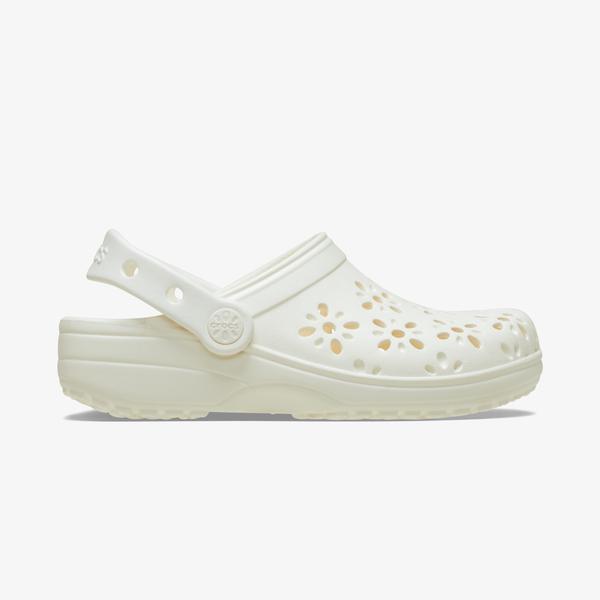 Crocs Classic Floral Cut Out Clog Kadın Krem Terlik
