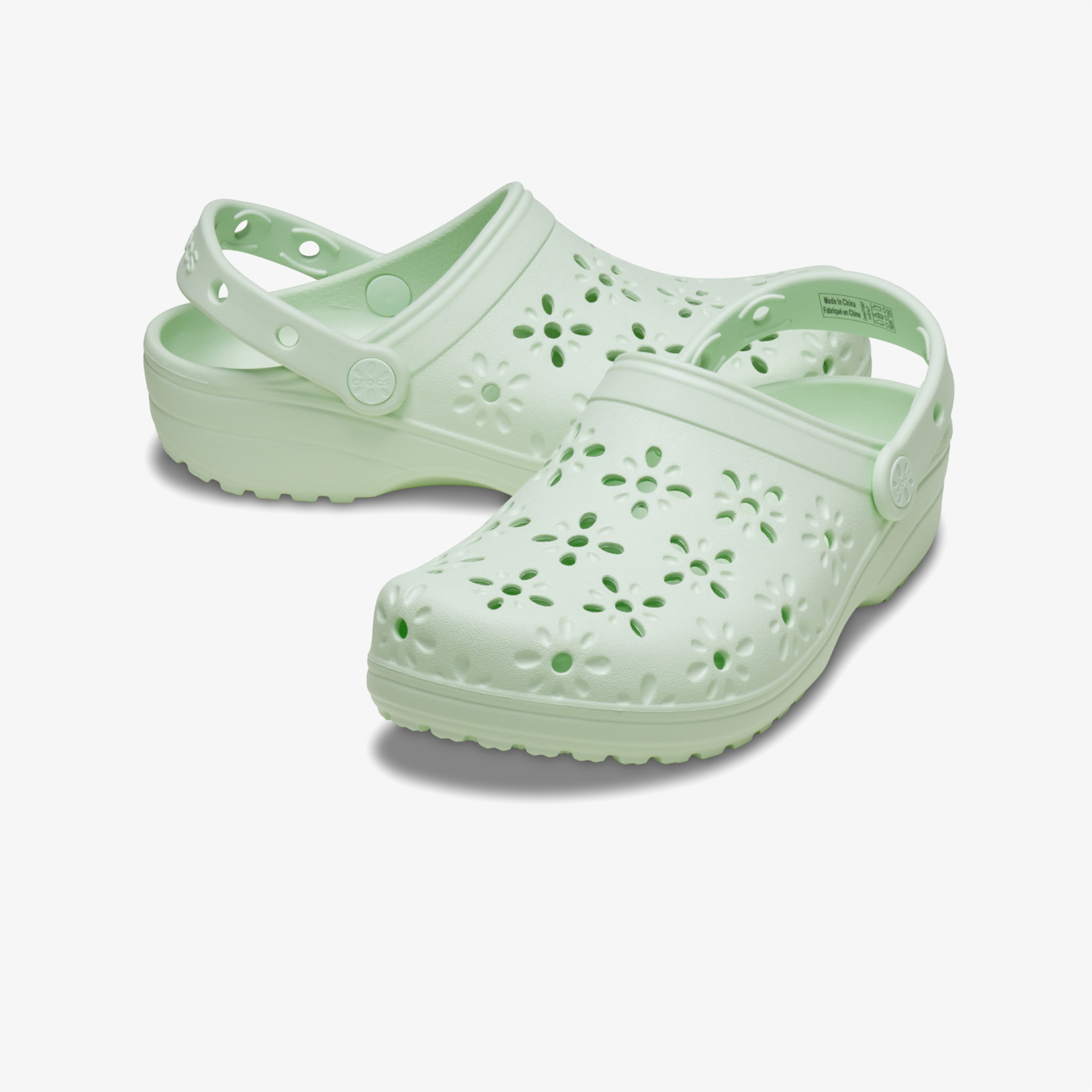 Crocs Classic Floral Cut Out Clog Kadın Yeşil Terlik