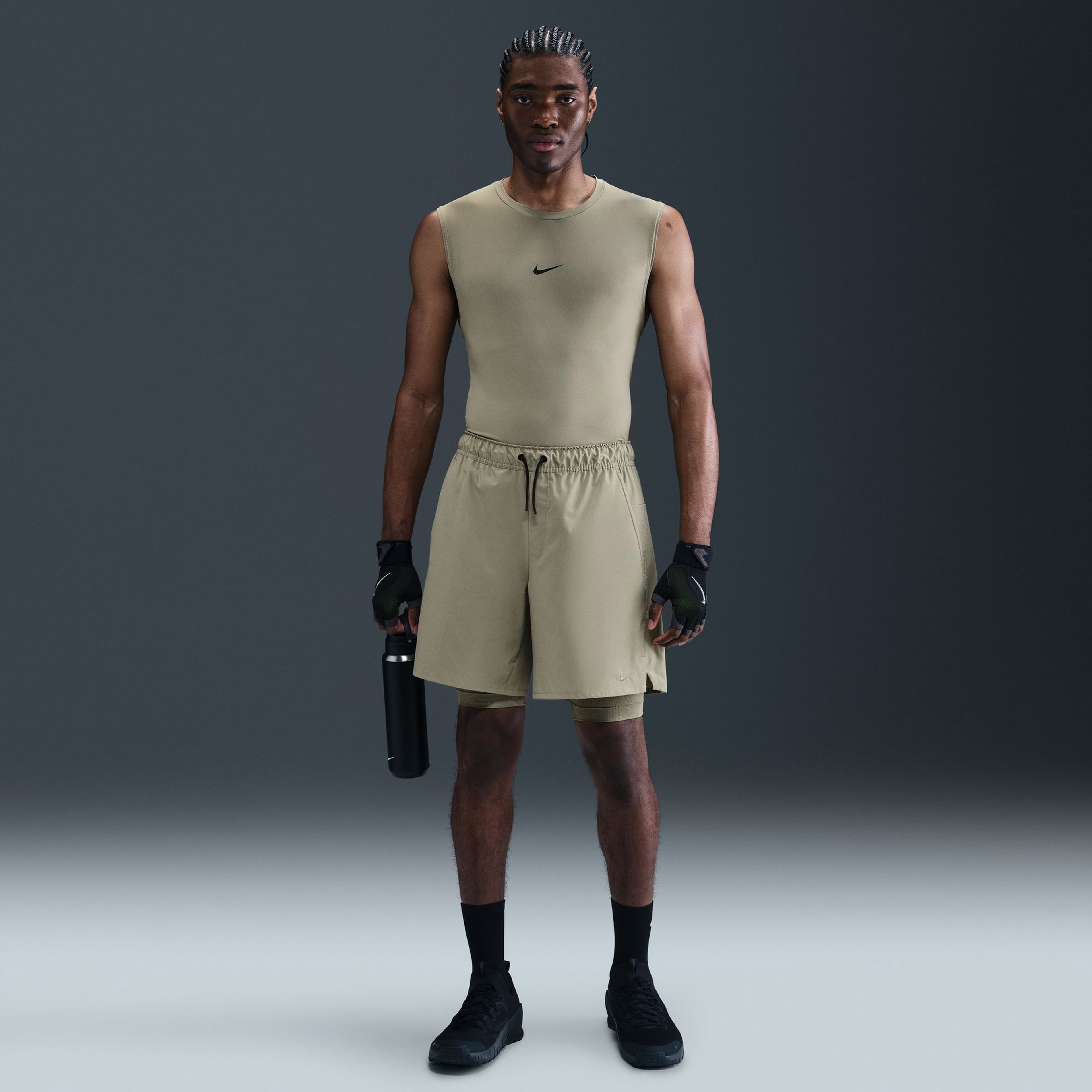 Nike Dri-FIT UnlimitedWoven 7in 2in1 Erkek Siyah Şort