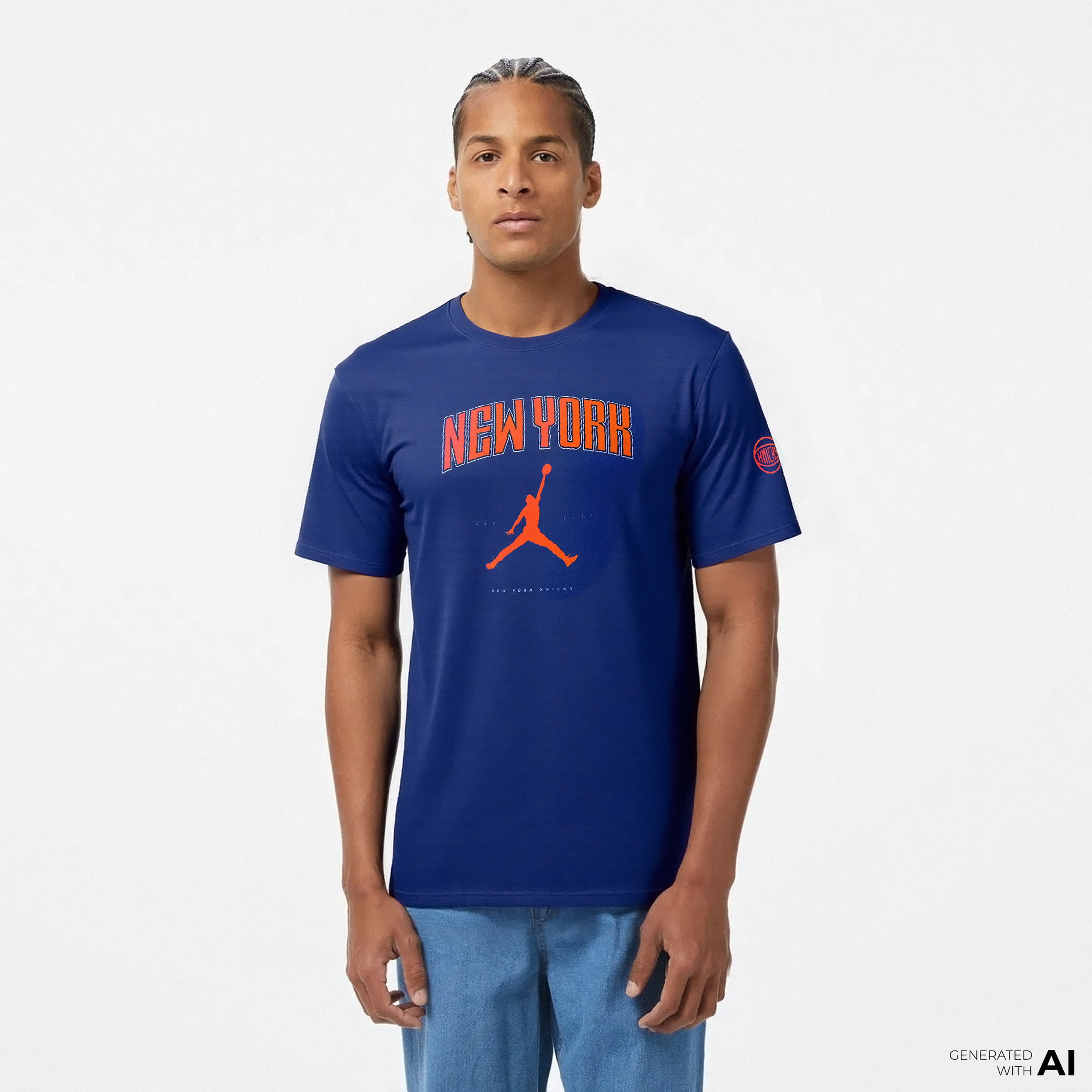 Nike New York Knicks Essential Erkek Mavi Basketbol T-Shirt