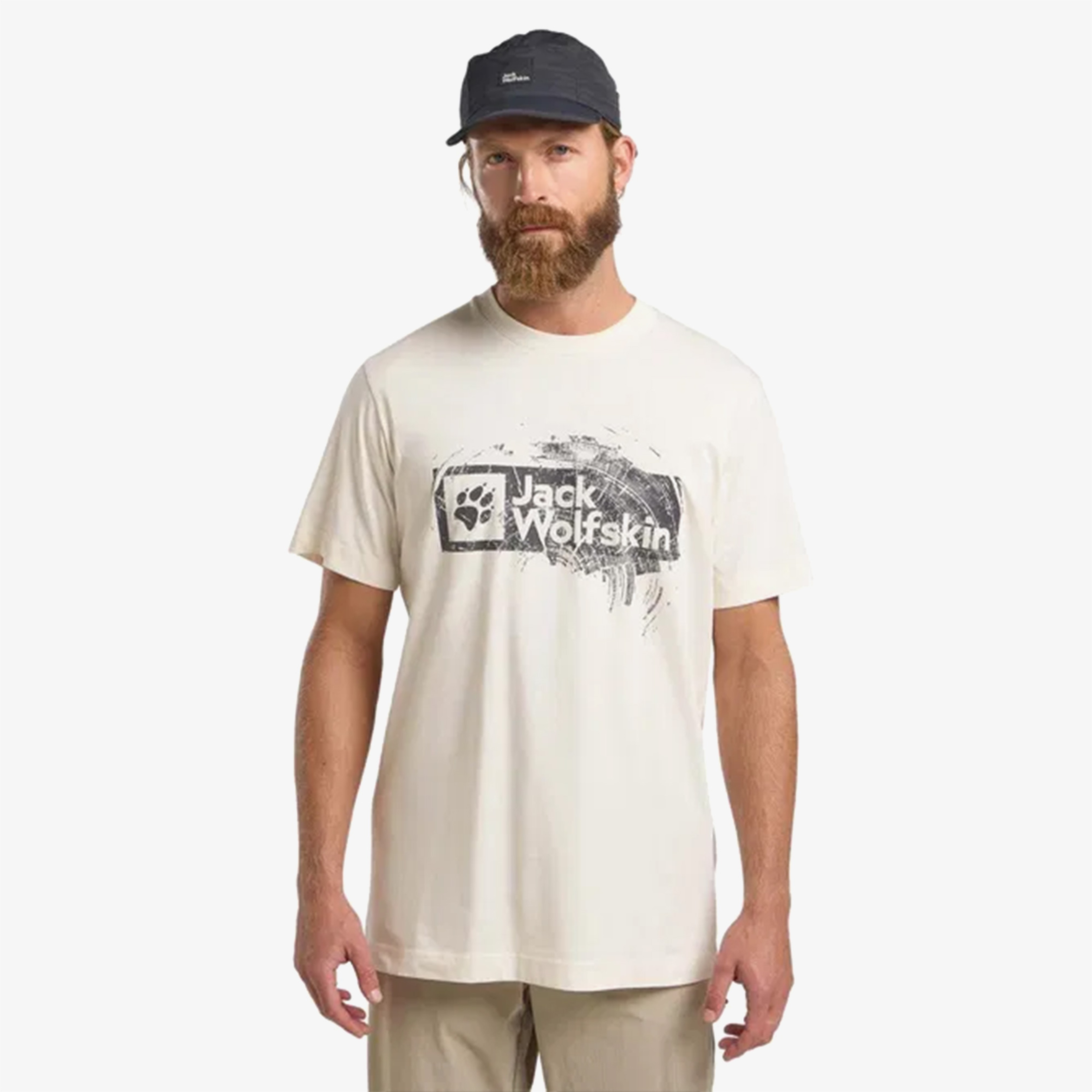Jack Wolfskin Erkek Krem T-Shirt
