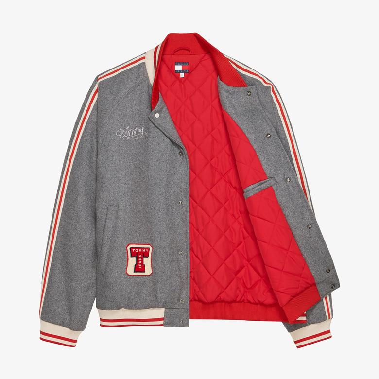 Tommy Jeans Wool Varsity Erkek Gri Ceket