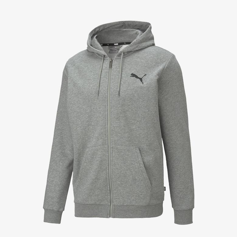 Puma Essentials Small Logo Full-Zip  Erkek Gri Günlük Sweatshirt