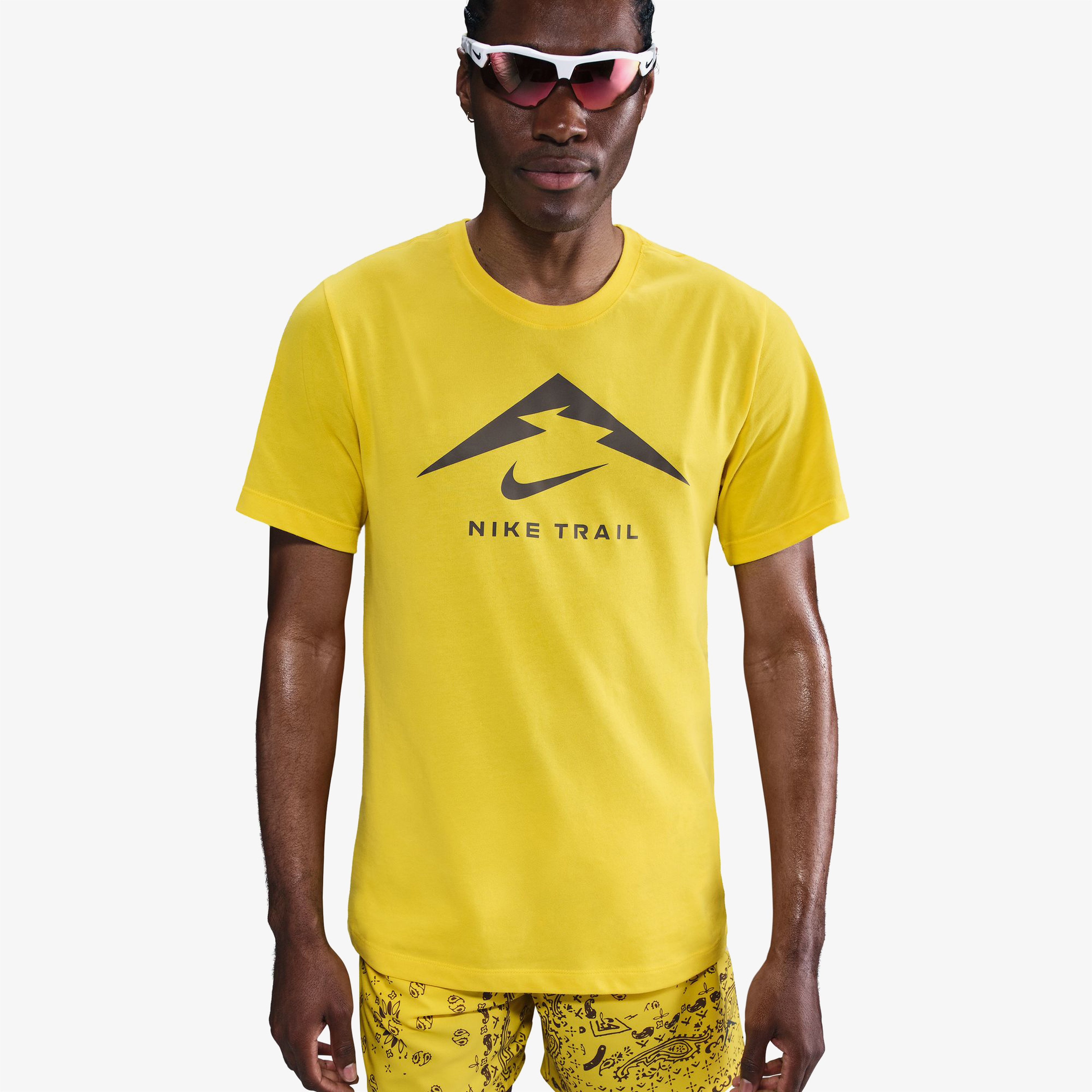 Nike Dri-Fit Erkek Sarı Koşu T-Shirt