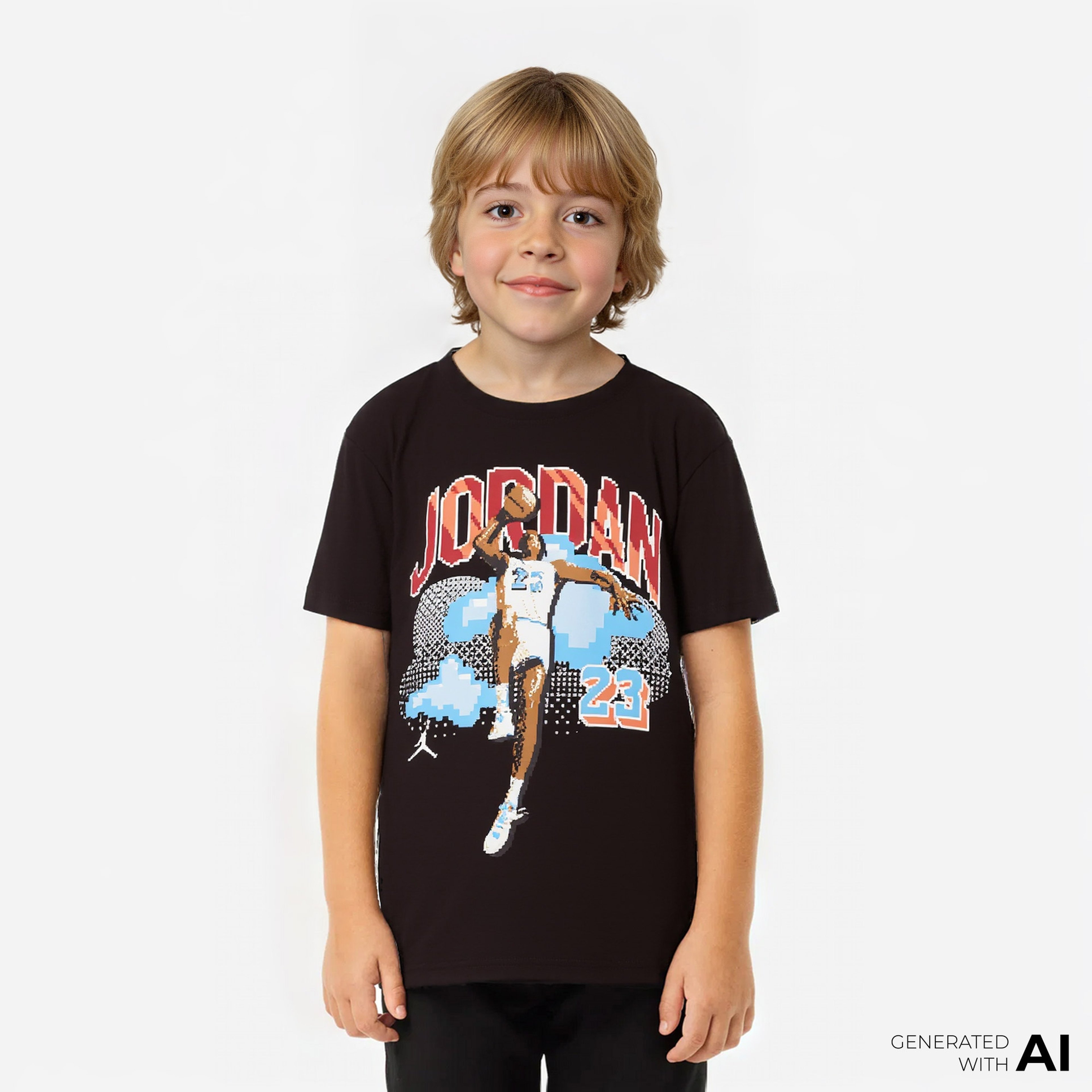 Jordan Customized Air Big Digi Çocuj Siyah T-Shirt