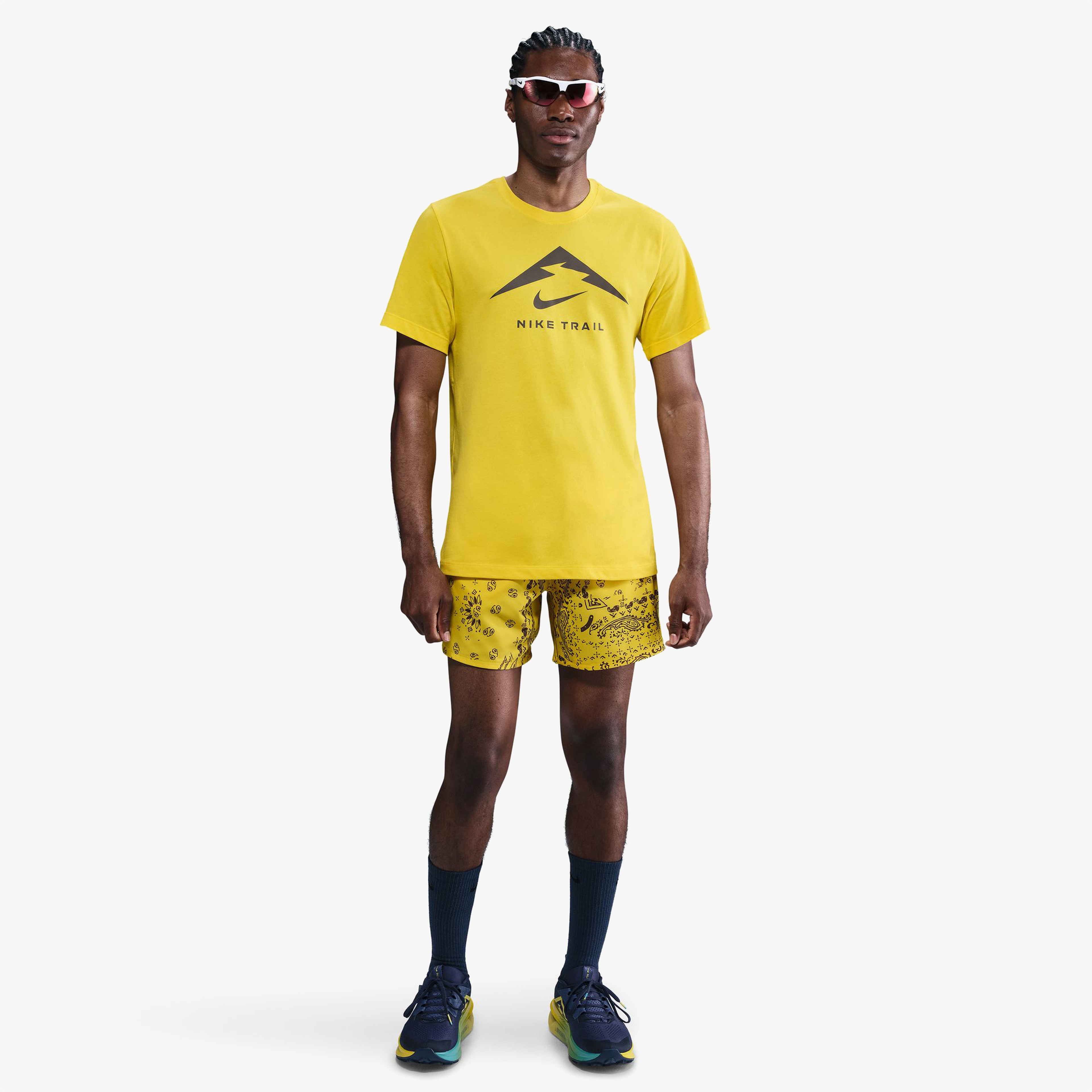 Nike Dri-Fit Erkek Sarı Koşu T-Shirt