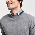 Gant Erkek Gri Regular Fit Bisiklet Yaka Kazak