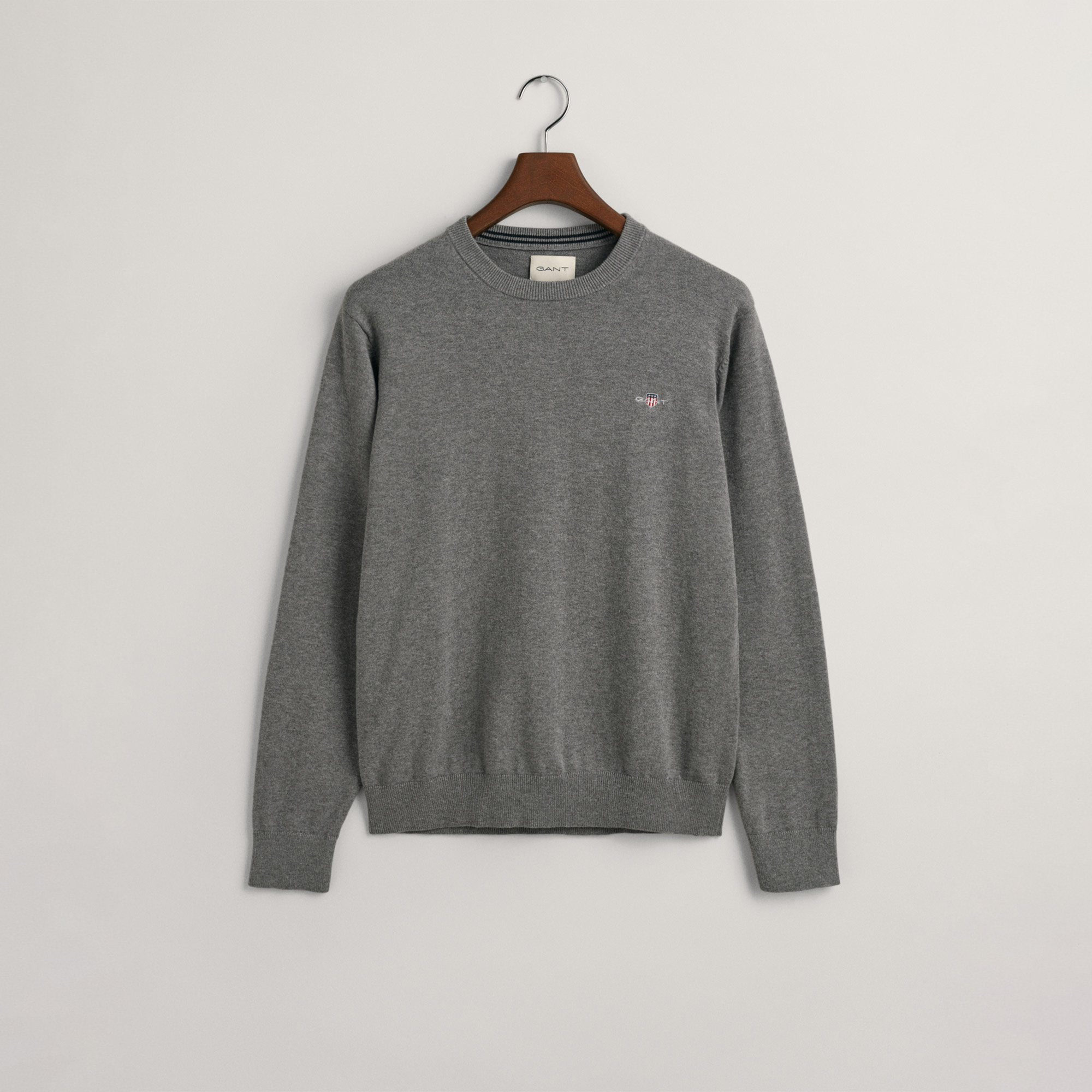 Gant Erkek Gri Regular Fit Bisiklet Yaka Kazak