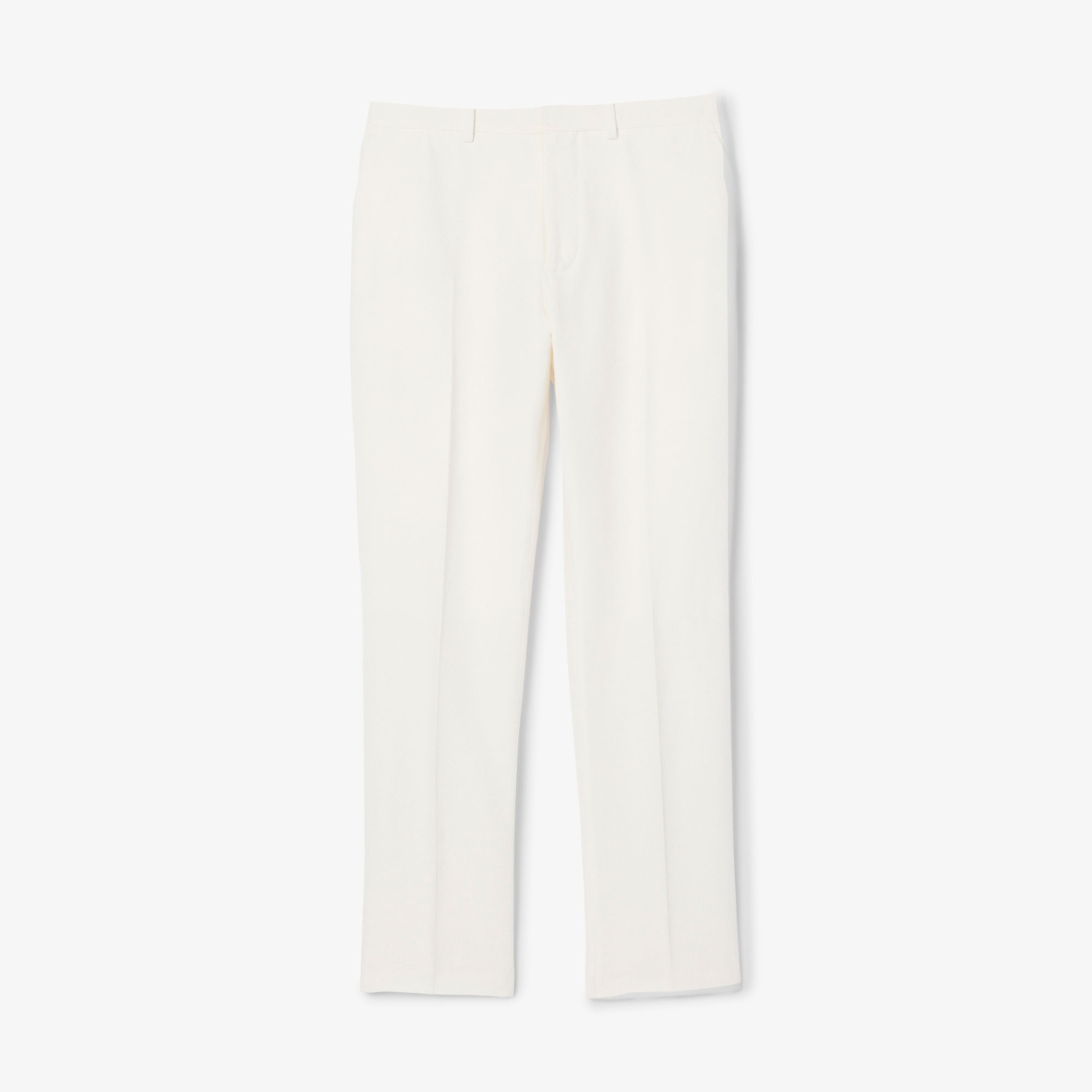 Erkek Regular Fit Keten Beyaz Pantolon