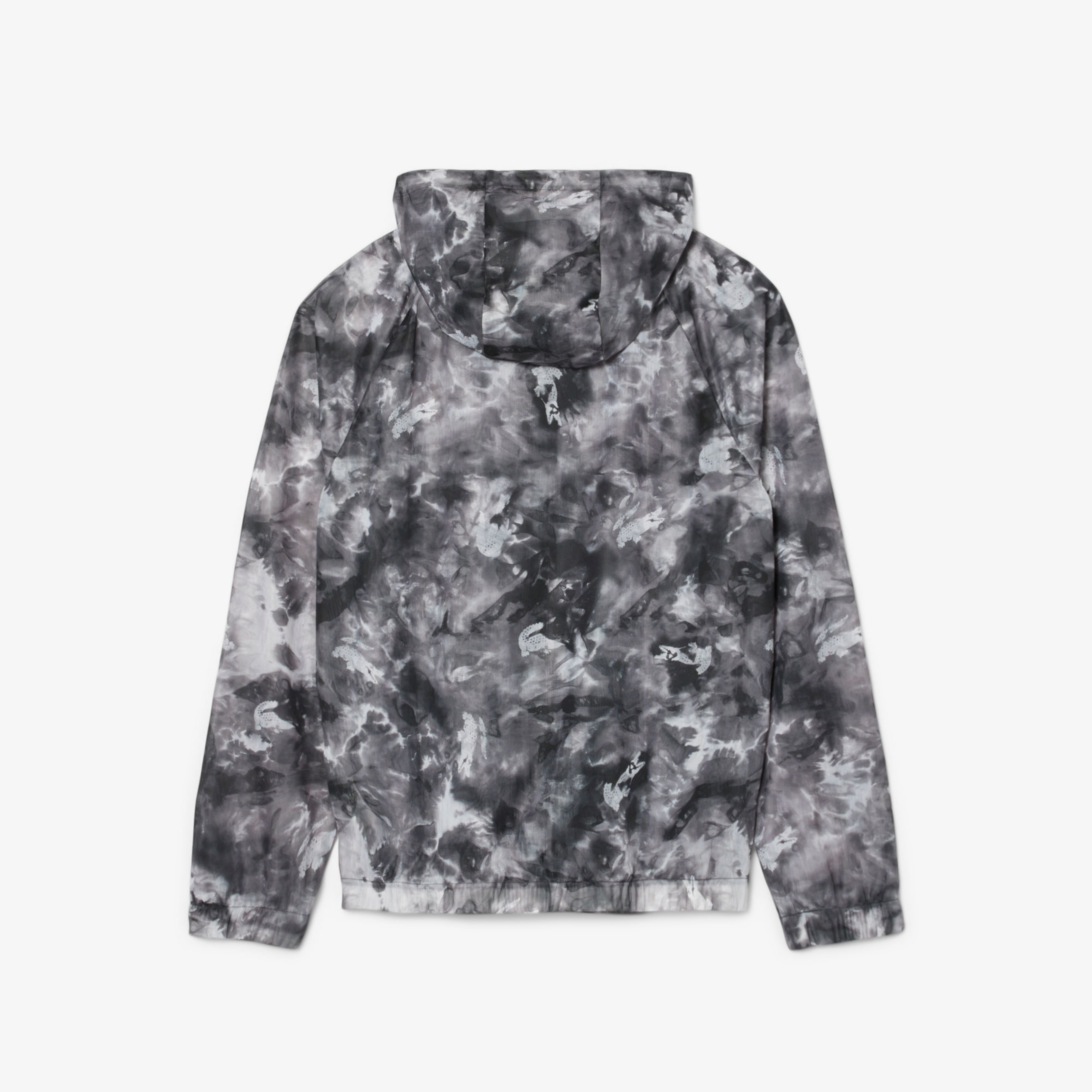 Erkek Kapüşonlu Baskılı Siyah Ceket