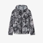 Erkek Kapüşonlu Baskılı Siyah Ceket