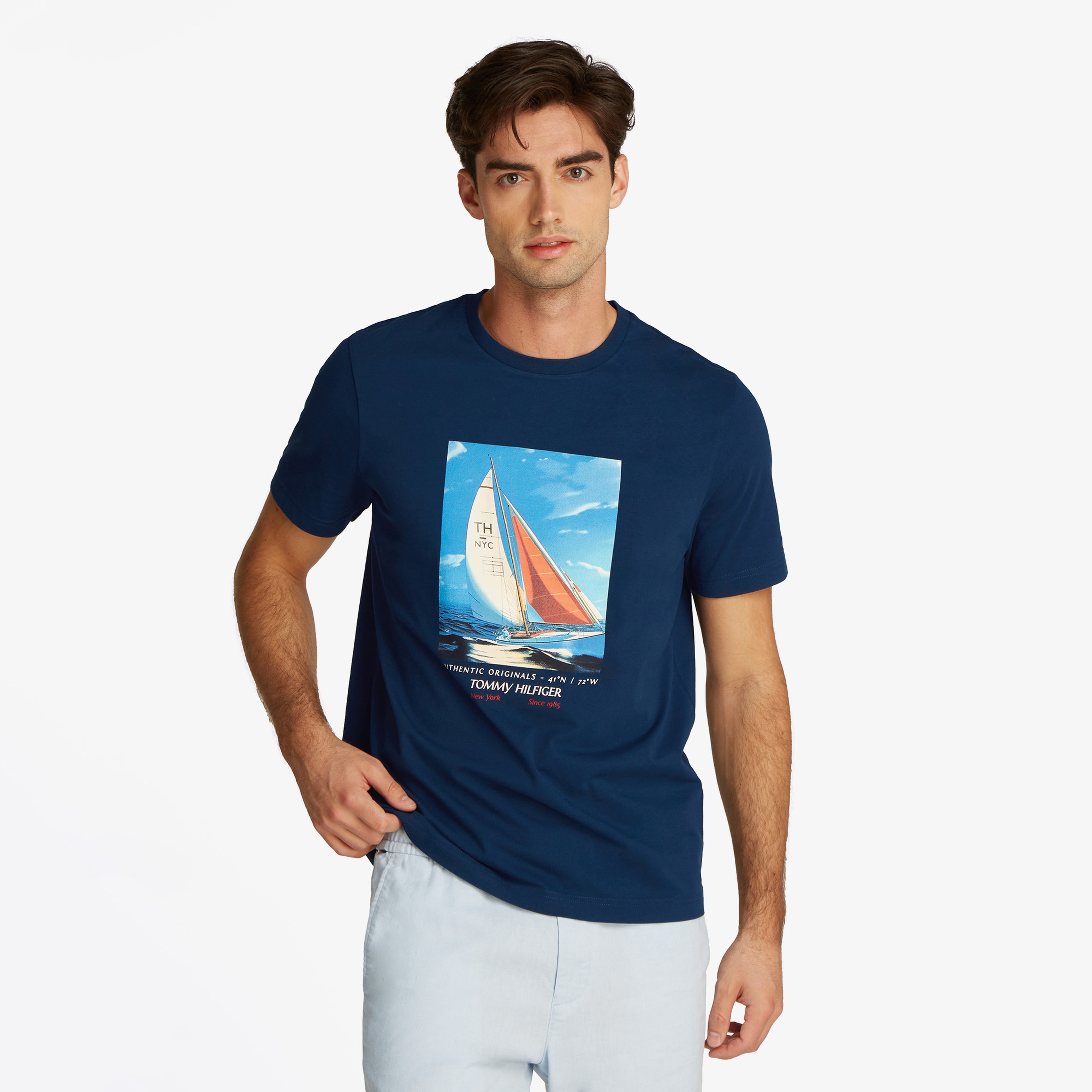 Tommy Hilfiger Erkek Mavi T-Shirt