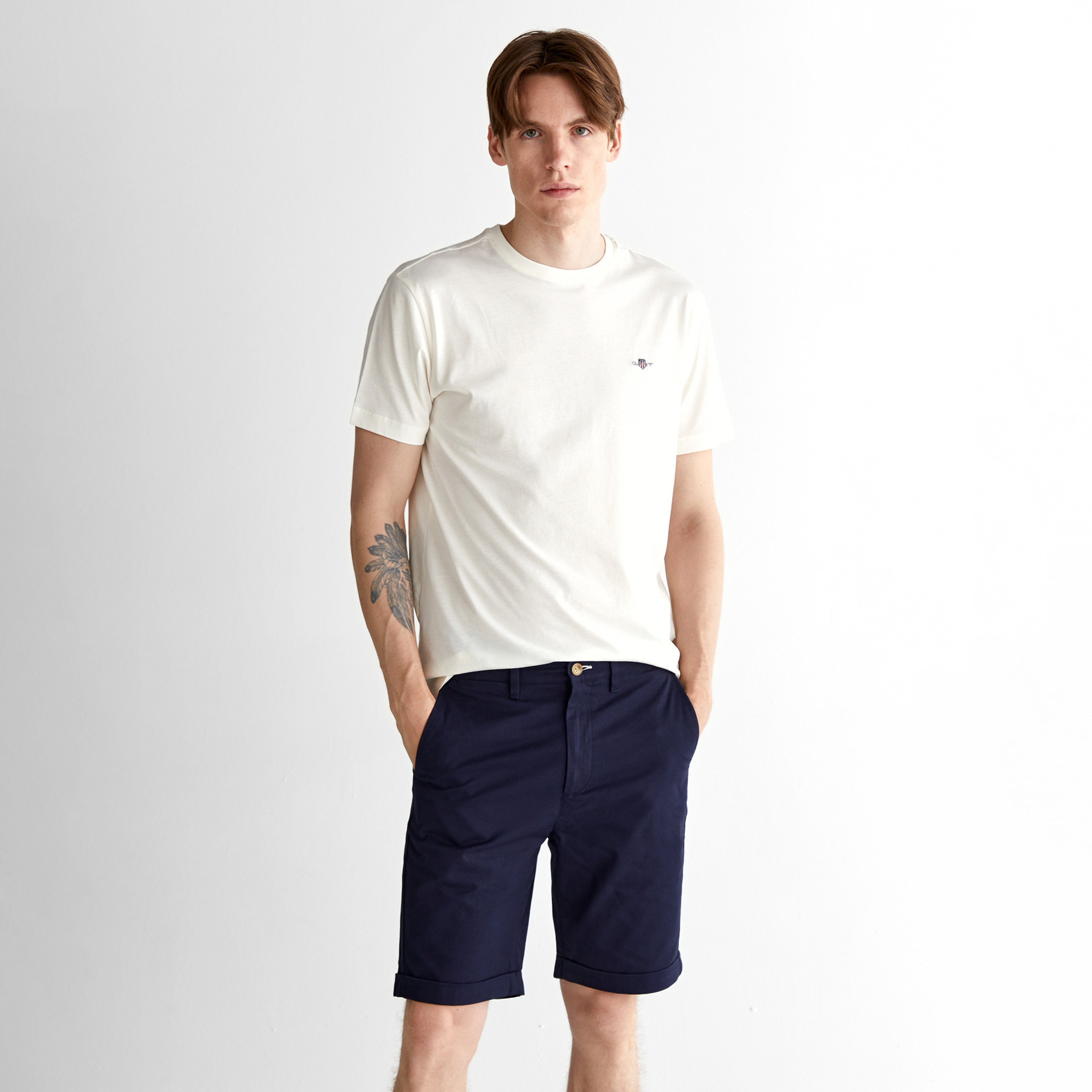 GANT Erkek Krem Regular Fit Bisiklet Yaka T-Shirt