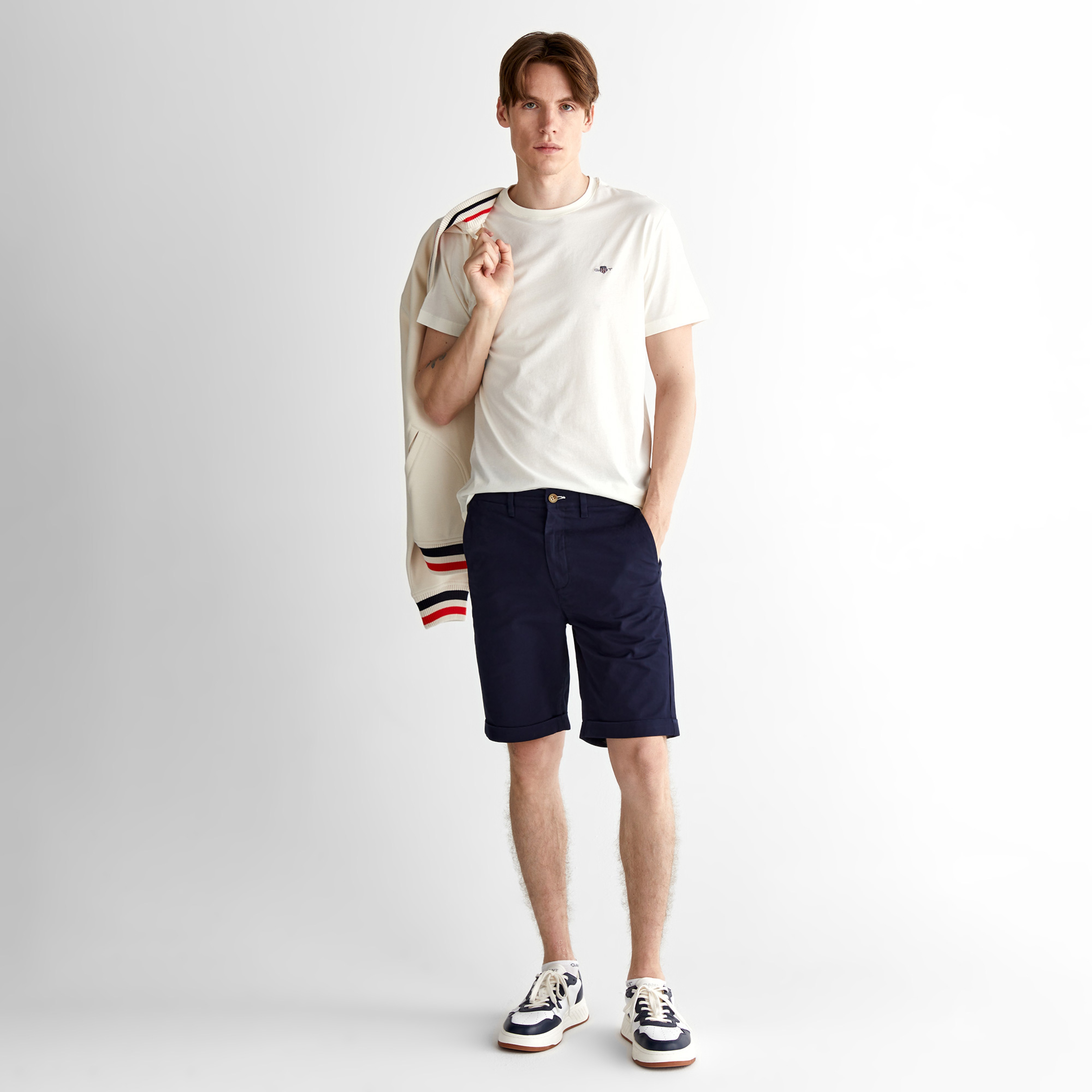 GANT Erkek Krem Regular Fit Bisiklet Yaka T-Shirt