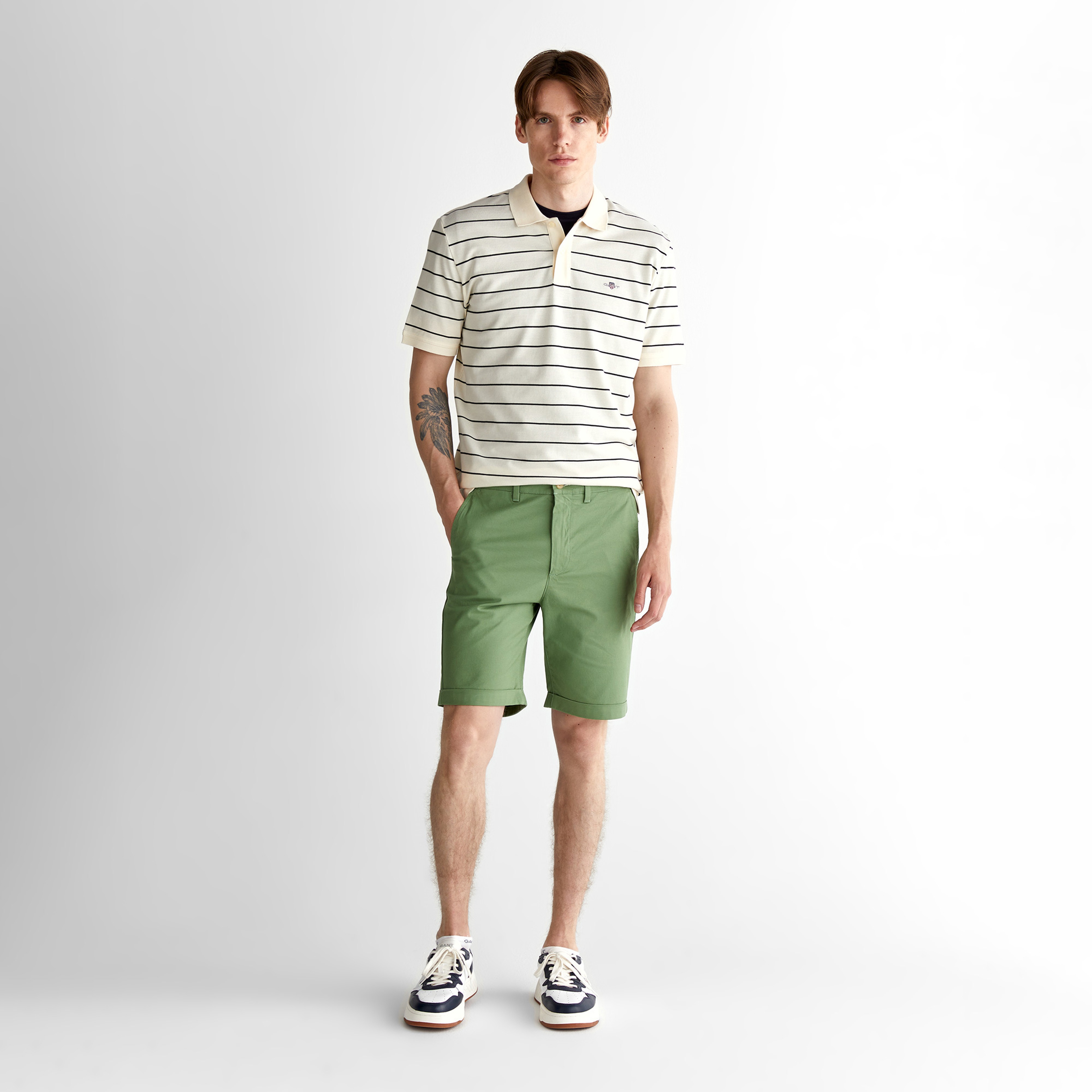 GANT Erkek Krem Regular Fit Çizgili Polo