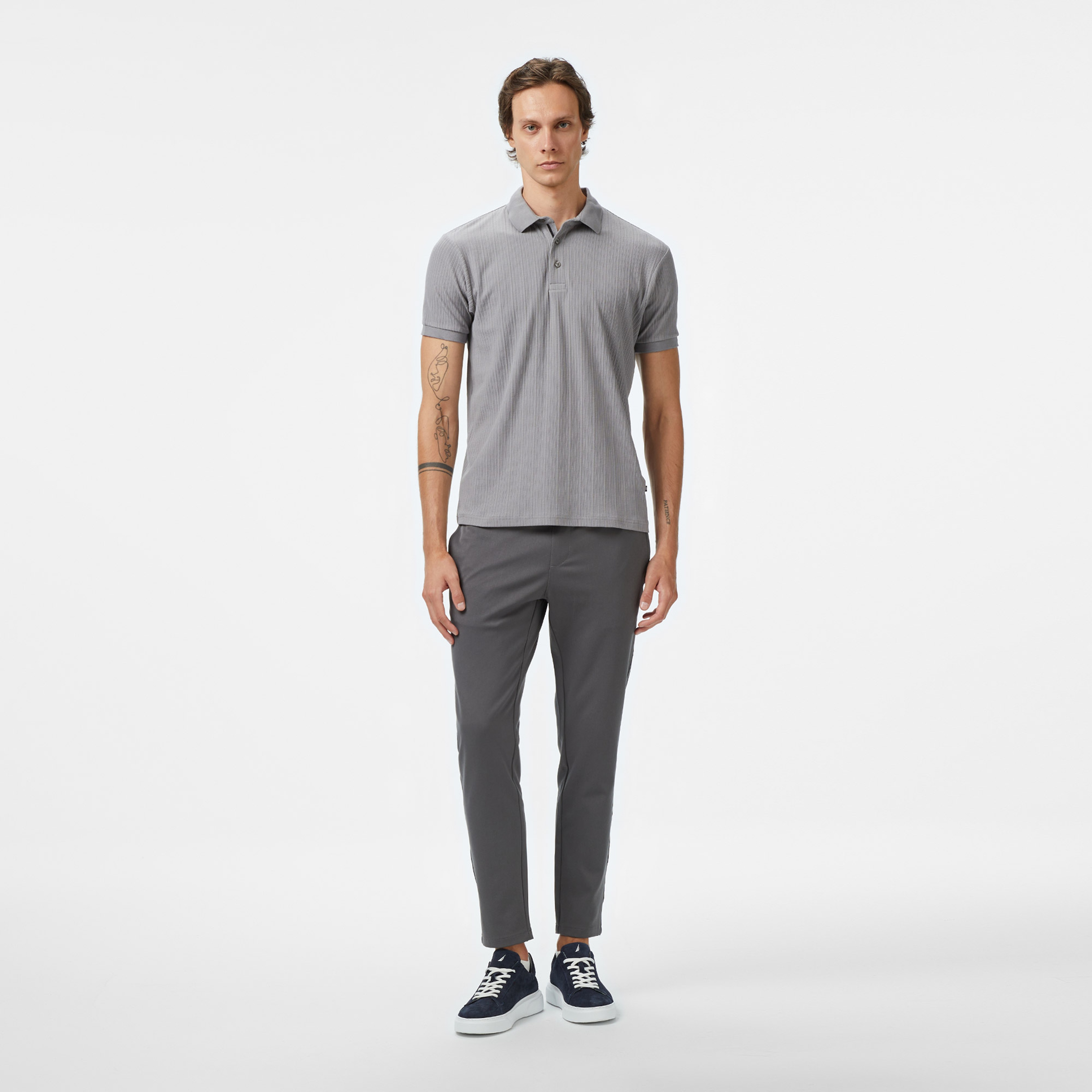 Nautica Erkek Gri Regular Fit Polo Yaka T-Shirt