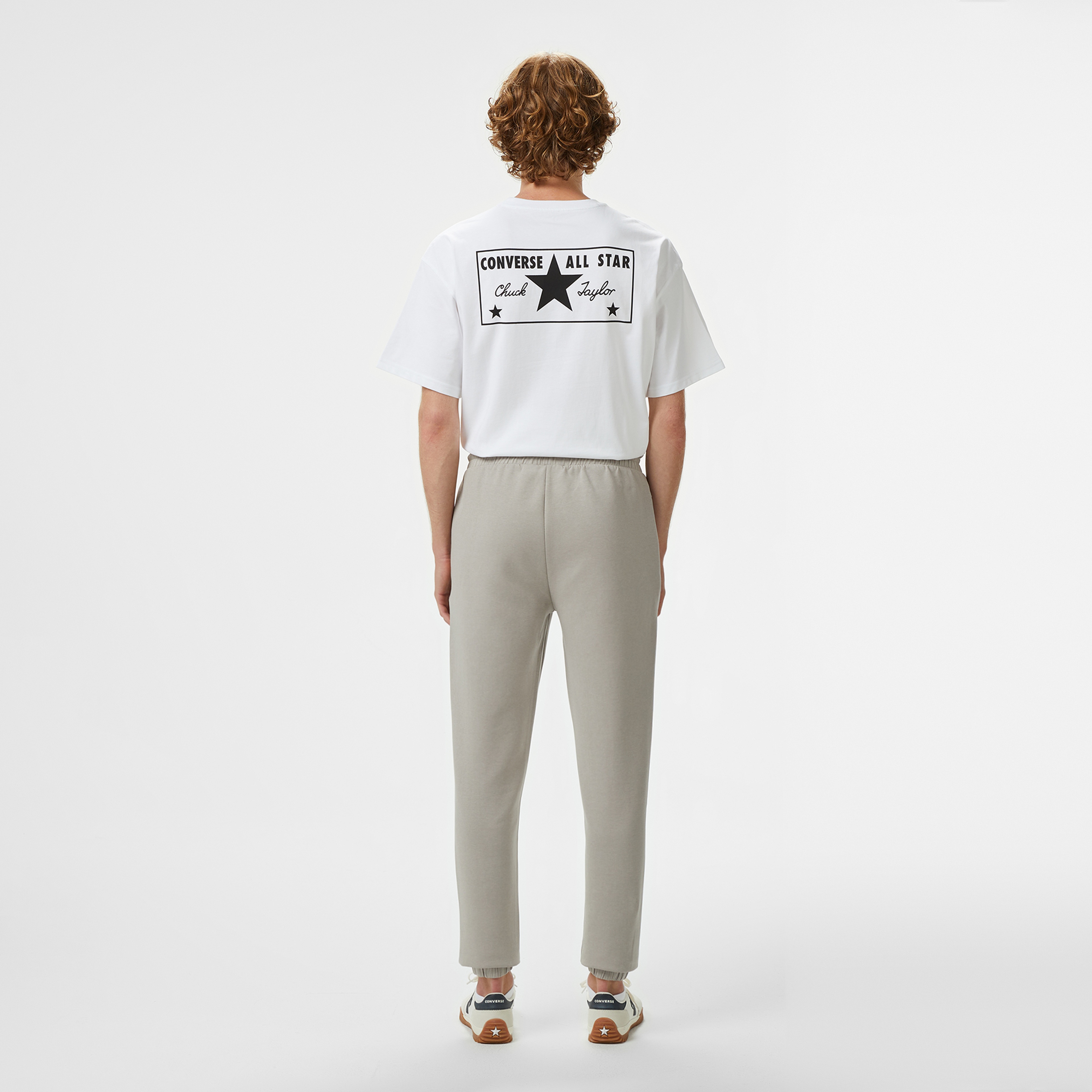 Converse Star Chevron Baskılı Erkek Oversize Fit Gri Eşofman Altı