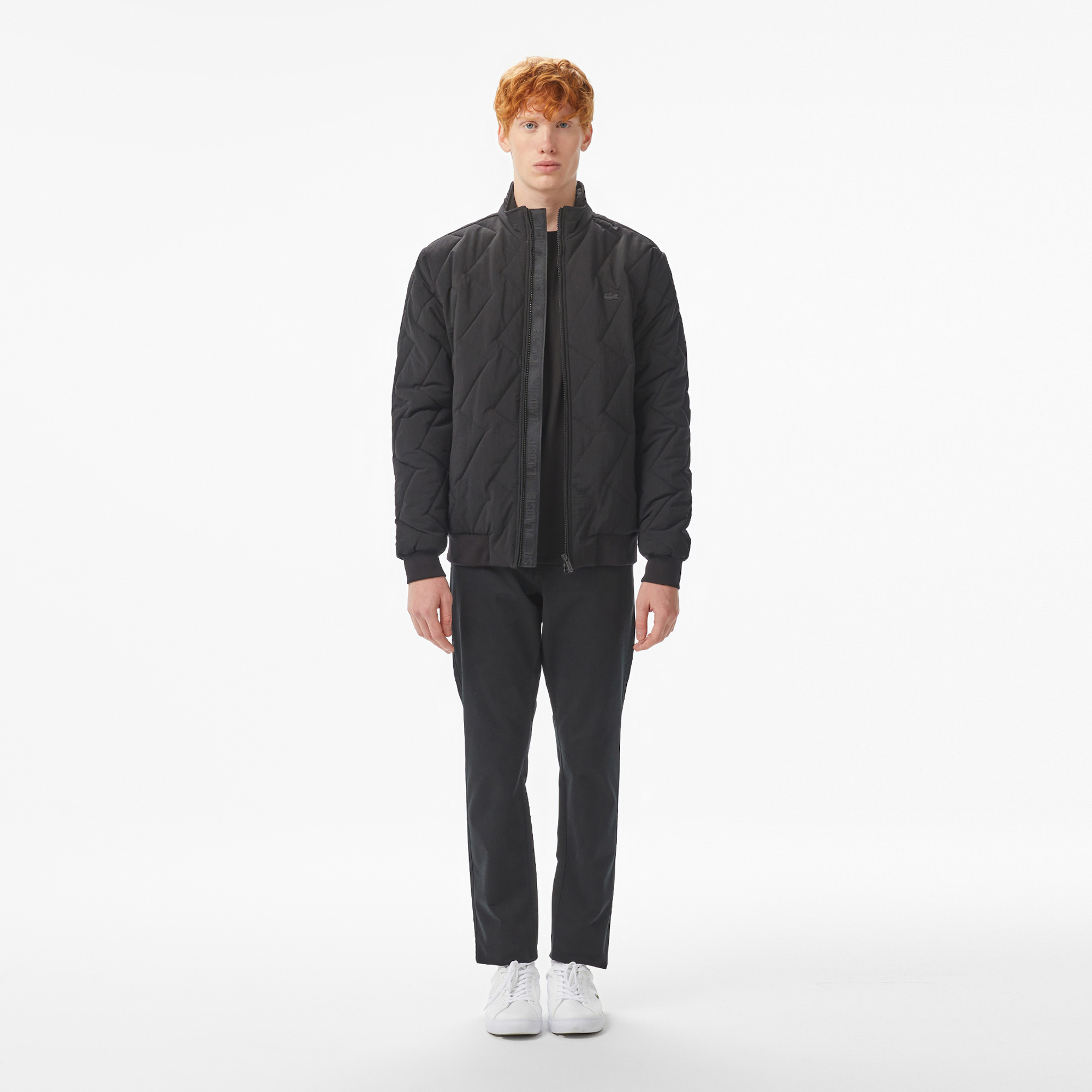 Erkek Dik Yaka Kapitone Siyah Mont