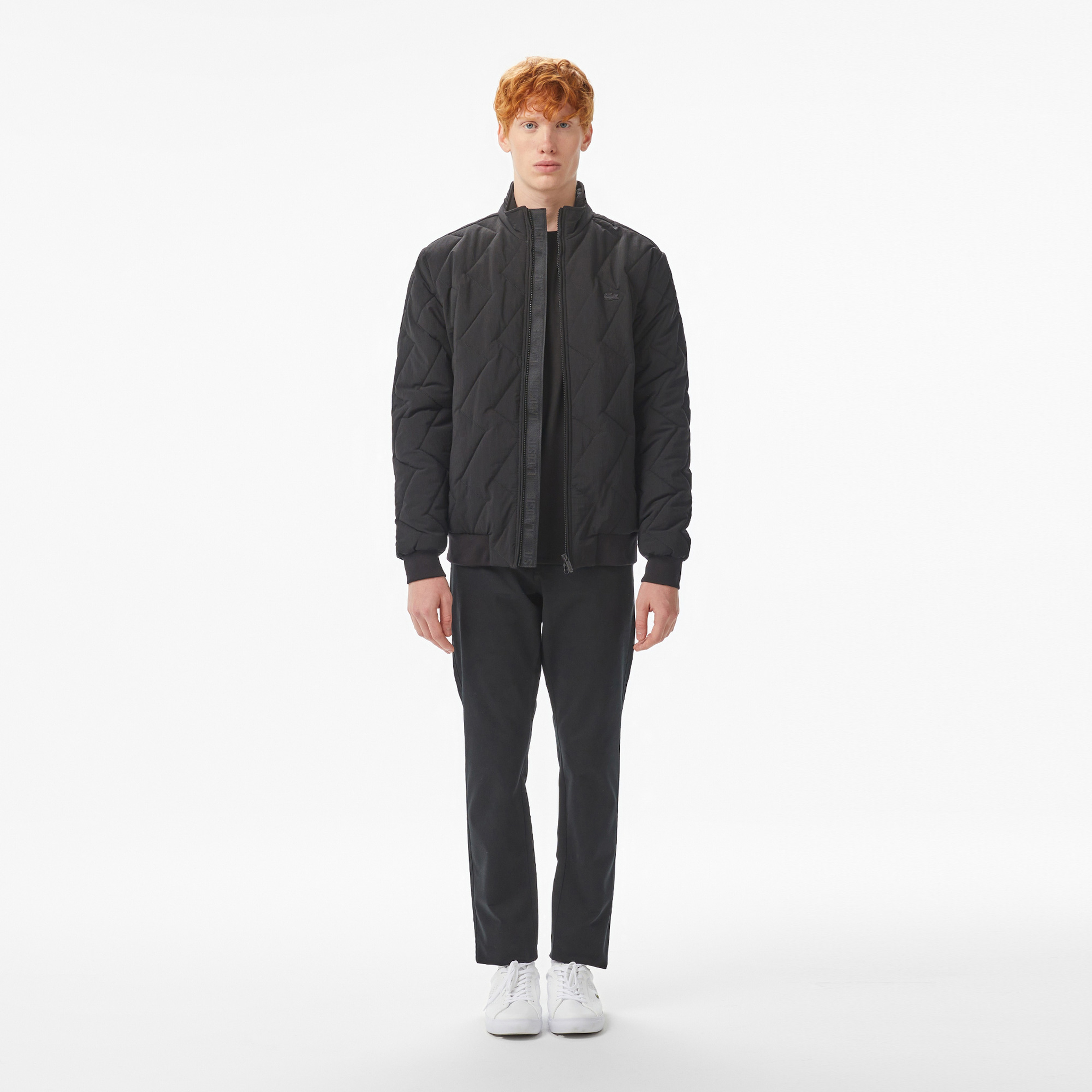 Erkek Dik Yaka Kapitone Siyah Mont