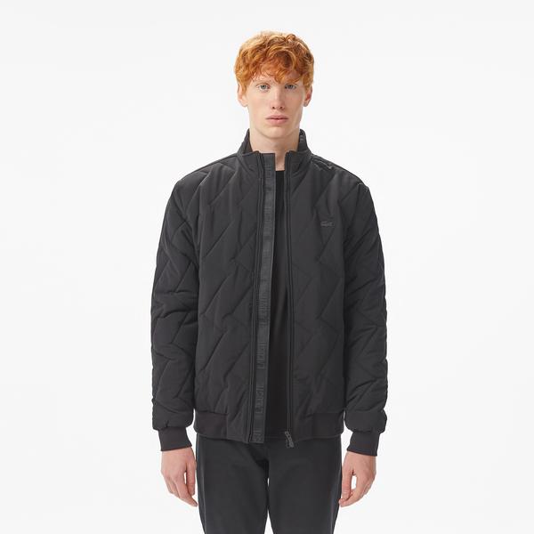 Erkek Dik Yaka Kapitone Siyah Mont