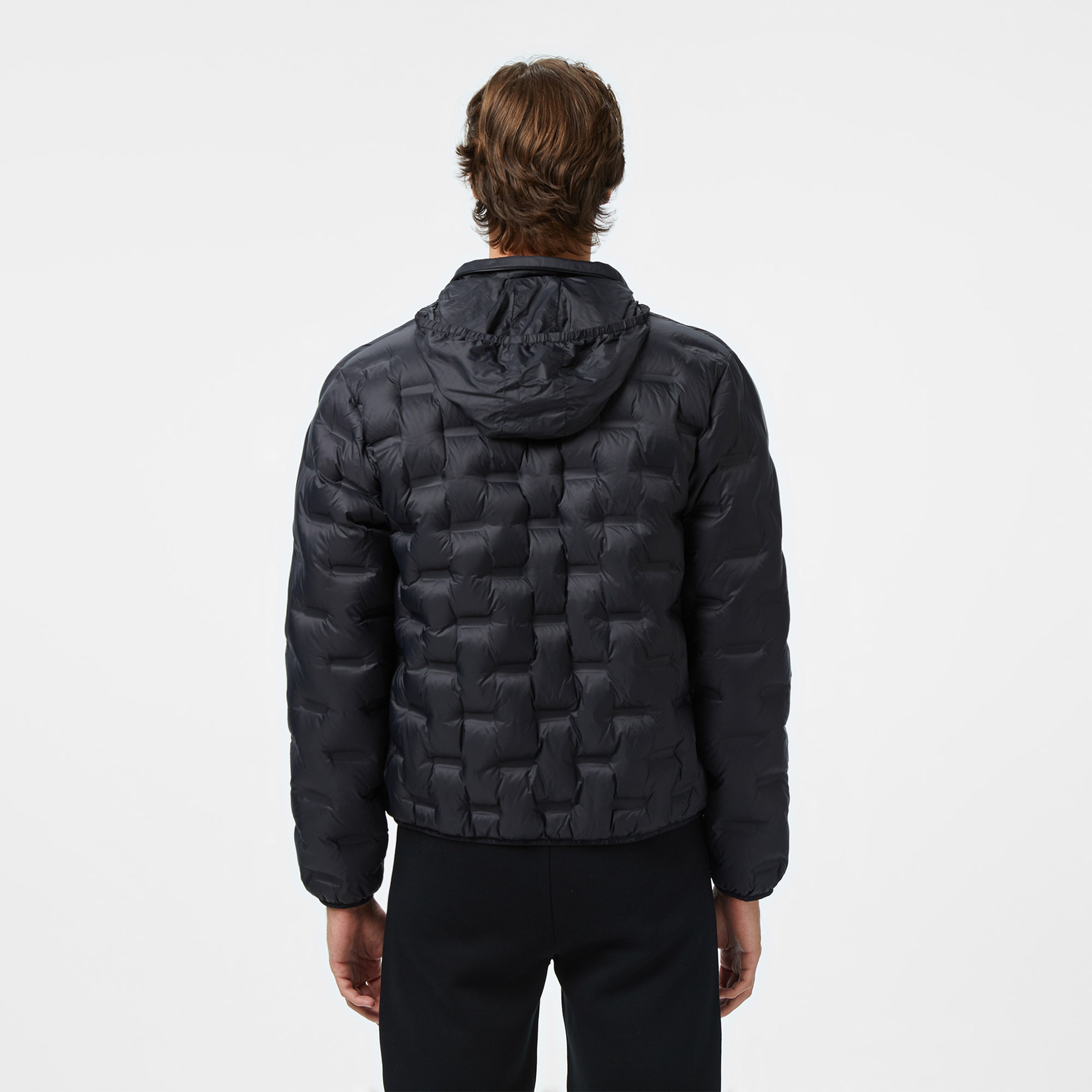 Erkek Kapüşonlu Kapitone Siyah Mont